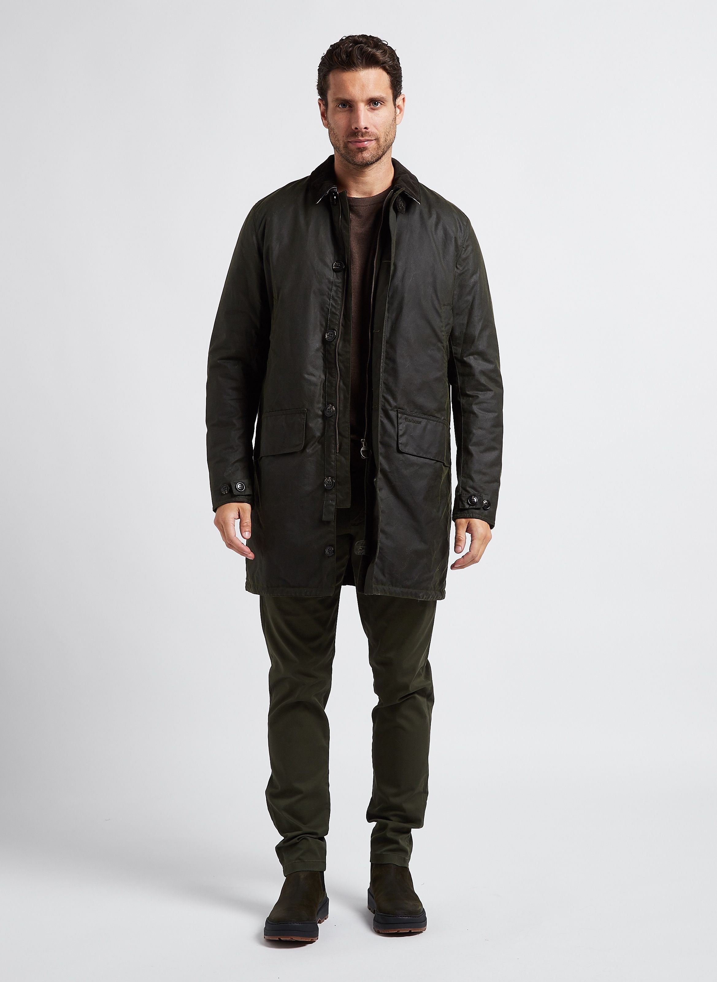 Manteau Col Classique En Coton Fern forest Mist Barbour Homme