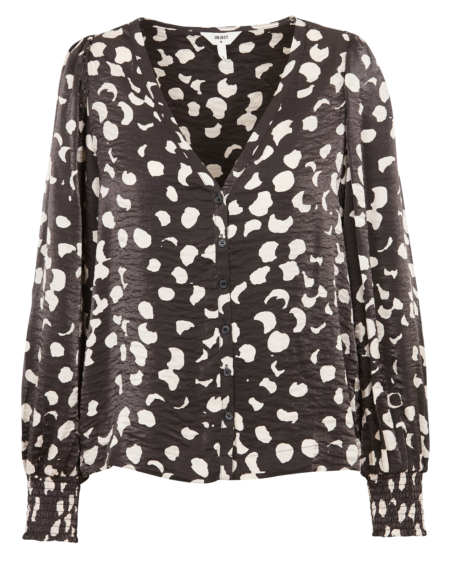 Chemise droite encolure V imprimée OBJECT Noir