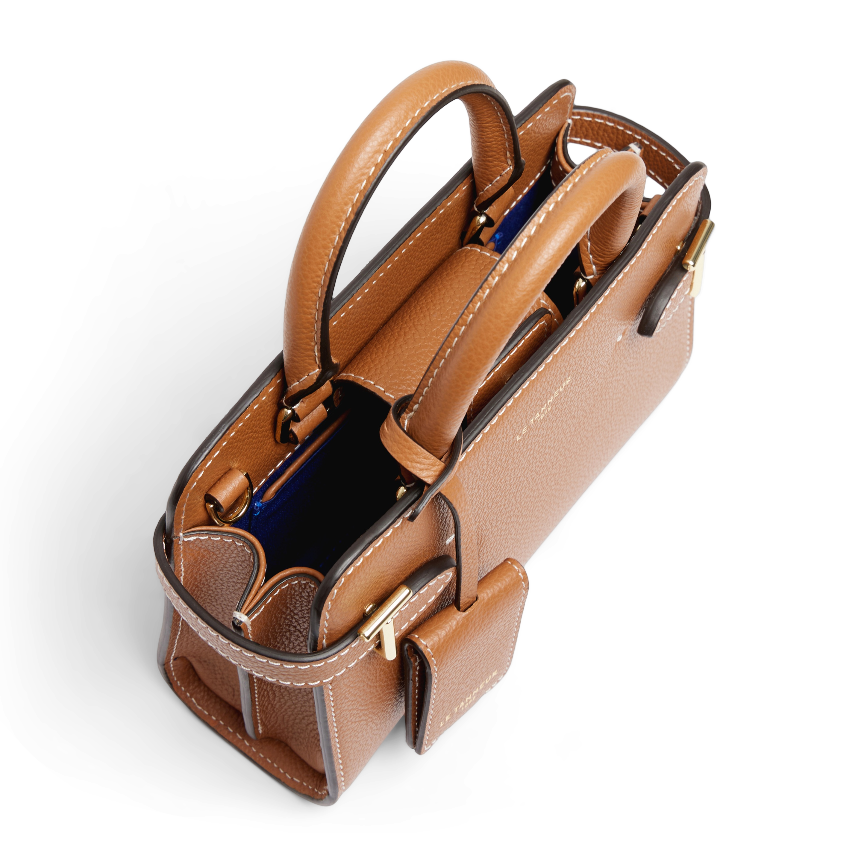 Sac bandoulière en cuir grainé LE TANNEUR Marron