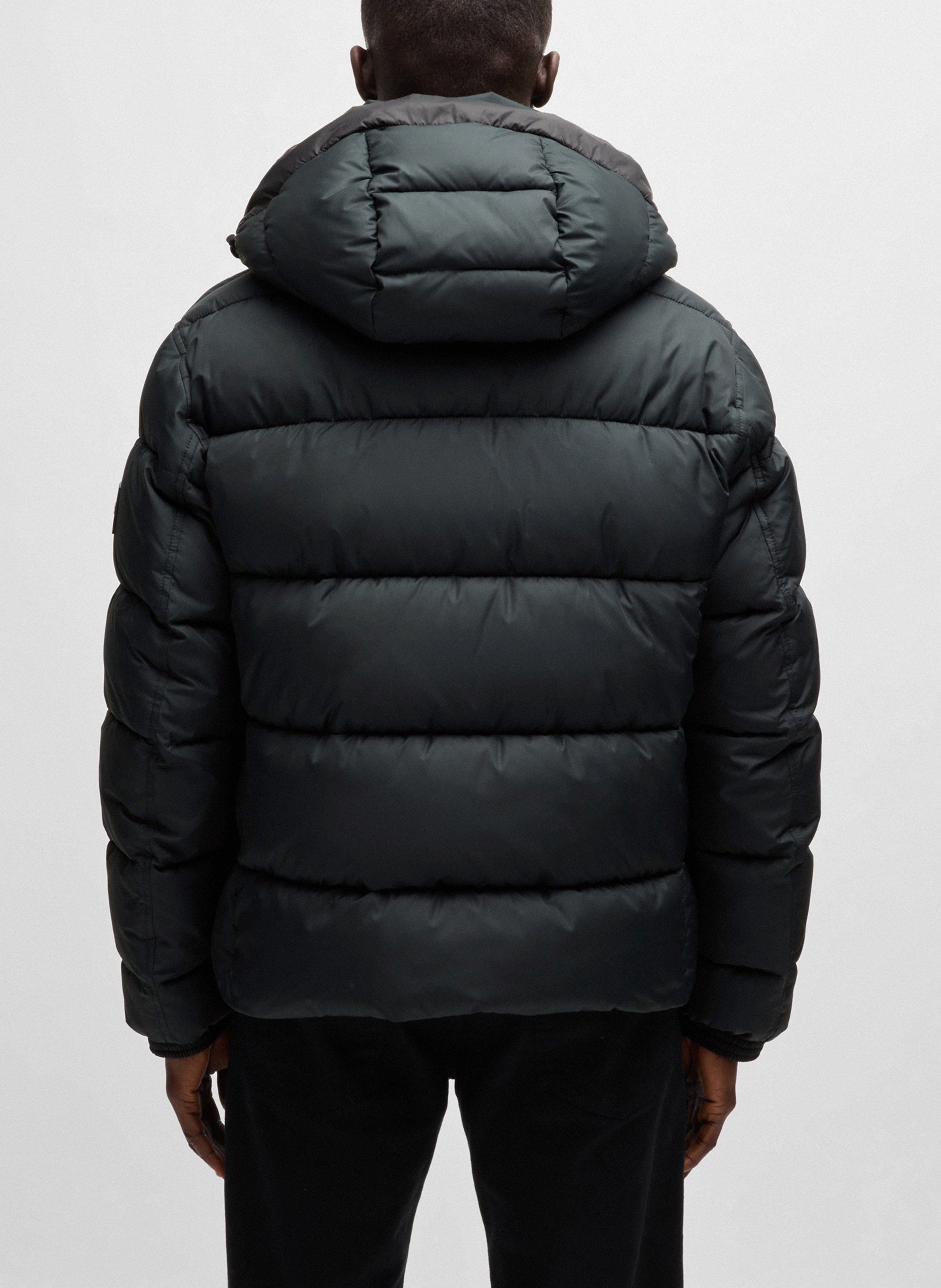 Quilted hooded straight fit puffer jacket BOSS Black