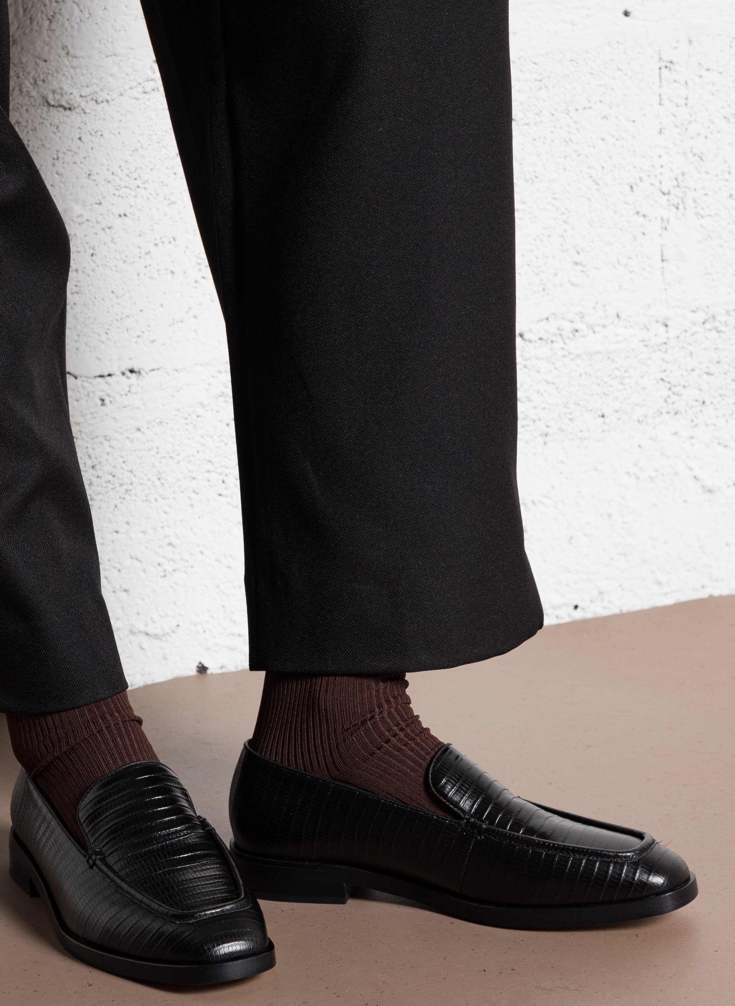 Leren loafers met krokodillenmotief MI/MAI Zwart