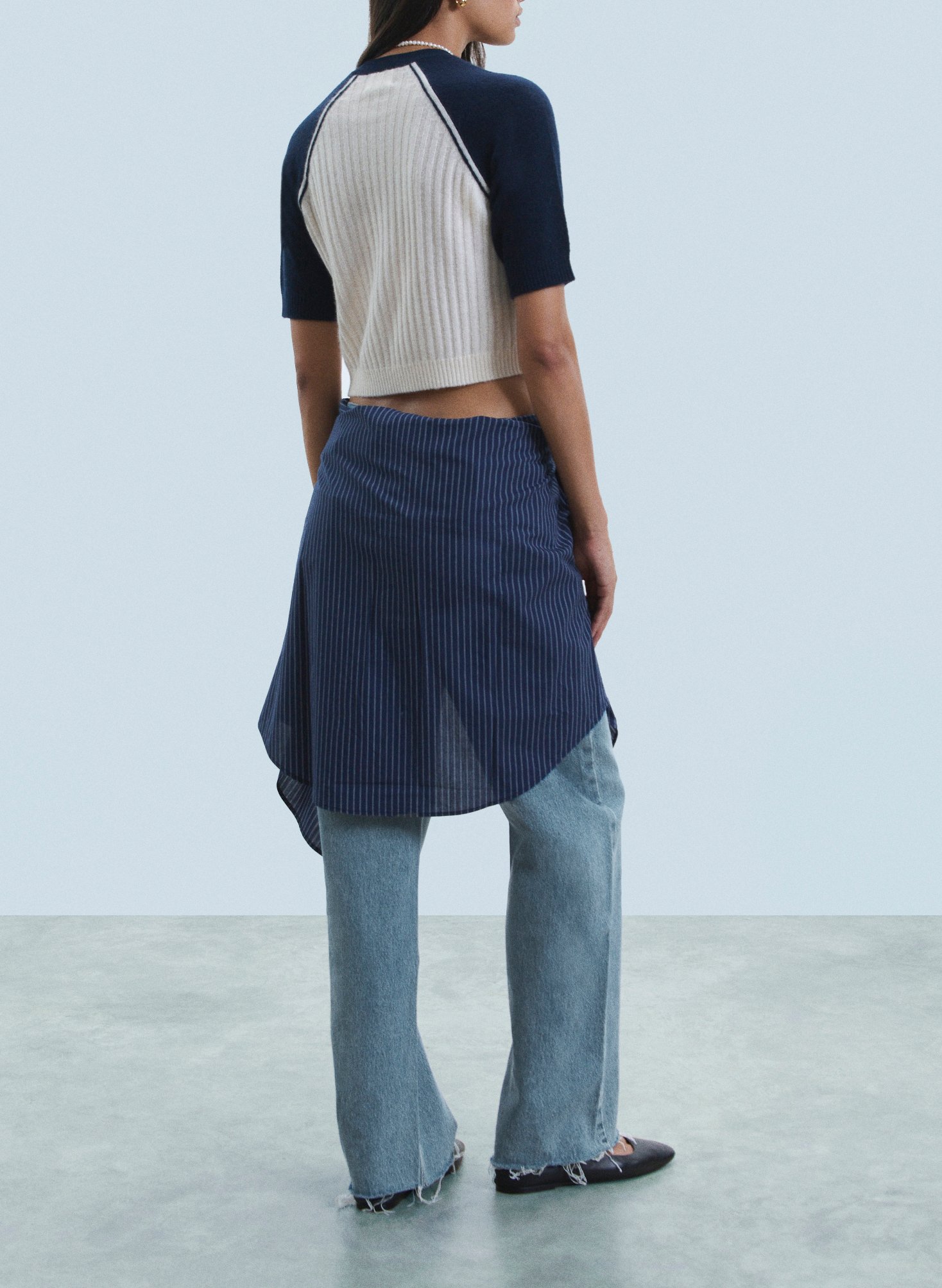 Short-sleeved cashmere cropped sweater FROM FUTURE Beige