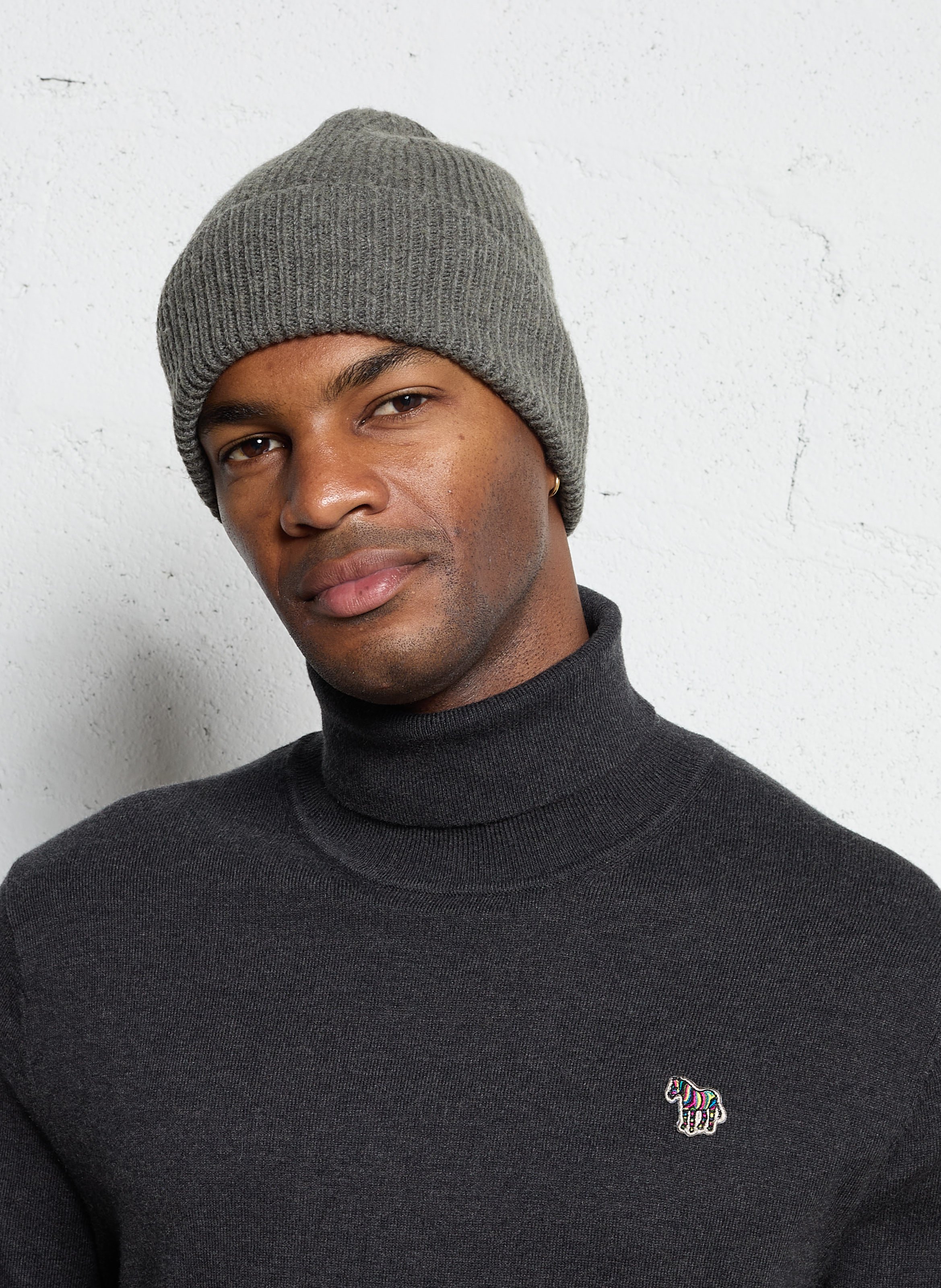 Ribbed wool beanie Medium grey melange Selected Men 16094981