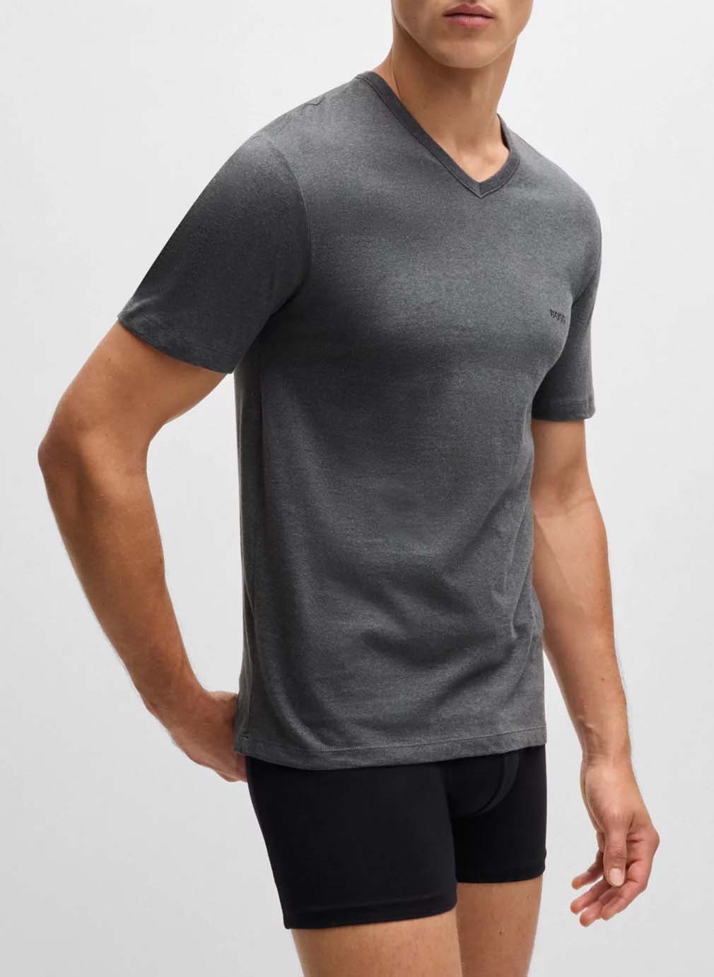 Pack of 3 cotton embroidered V-neck T-shirts BOSS Blue