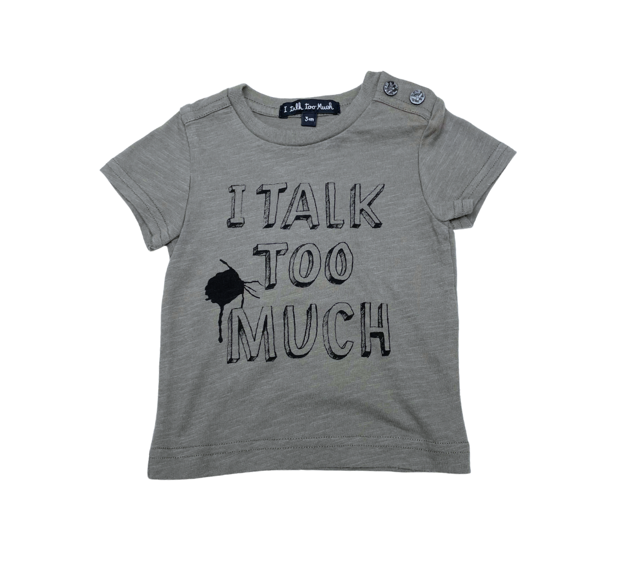 Green Baby T-shirt - 3 months I TALK TOO MUCH - Seconde main Green