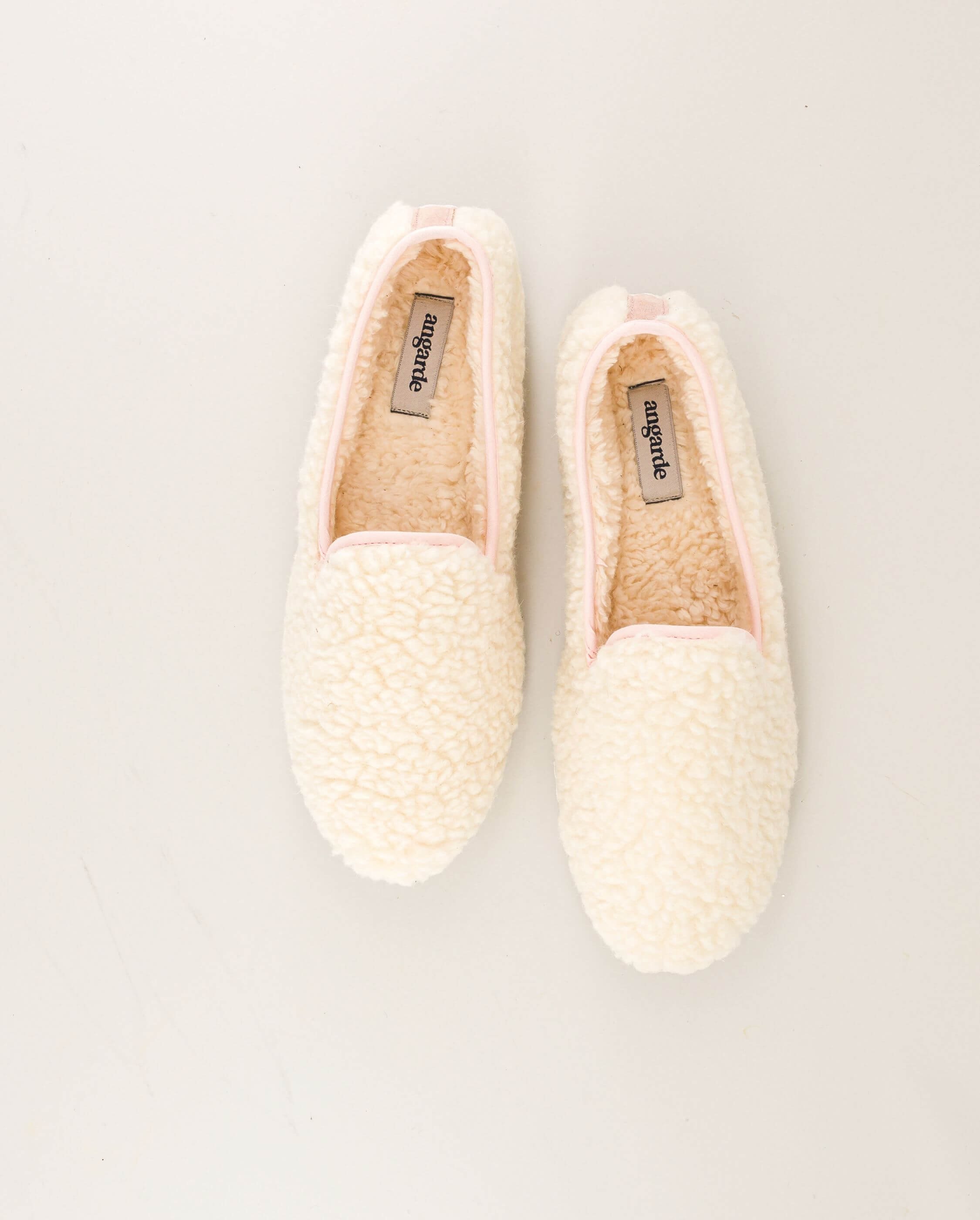 Women's wool bouclé slipper, white pink ANGARDE White