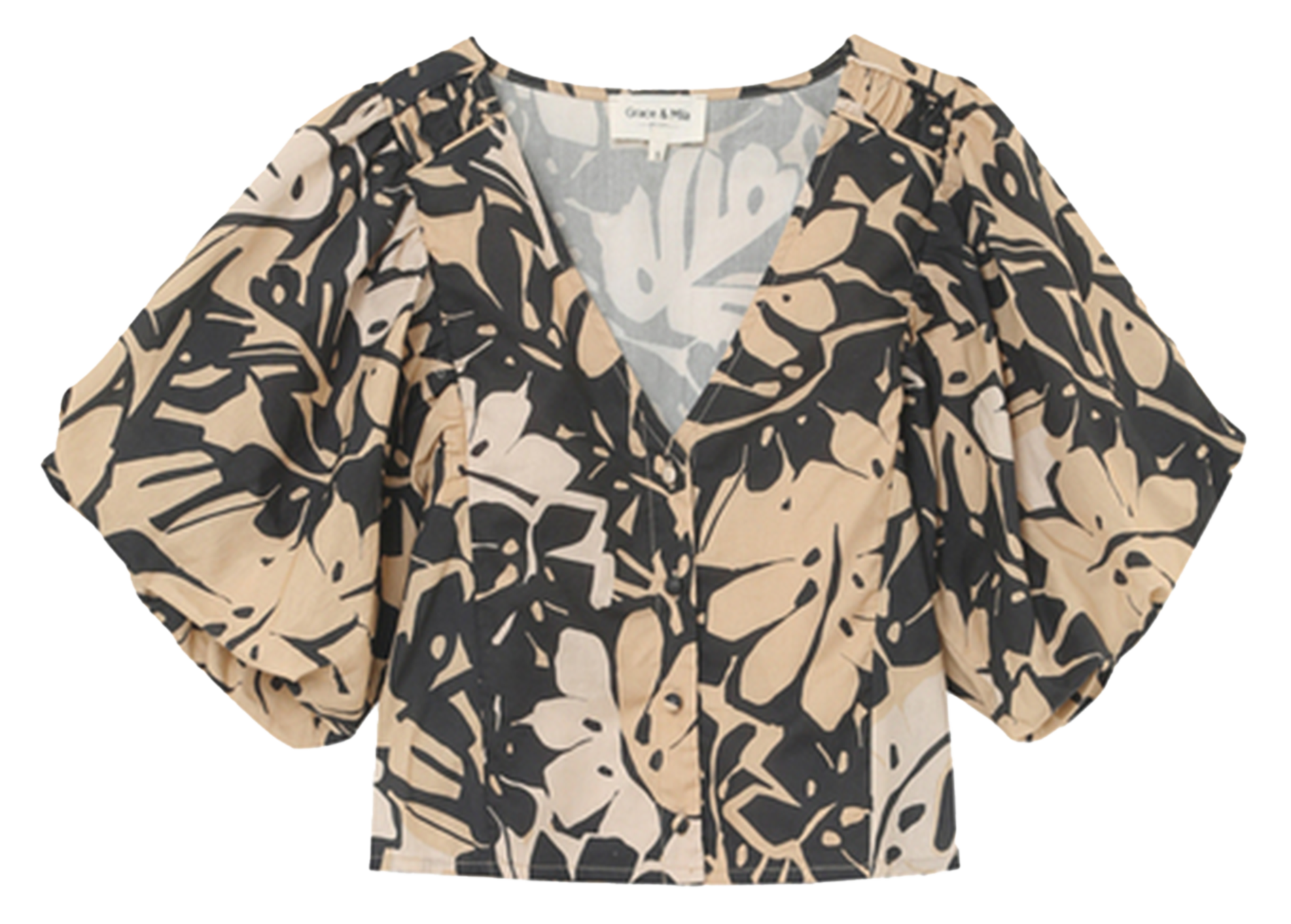 Blouse en coton imprimé GRACE ET MILA Beige