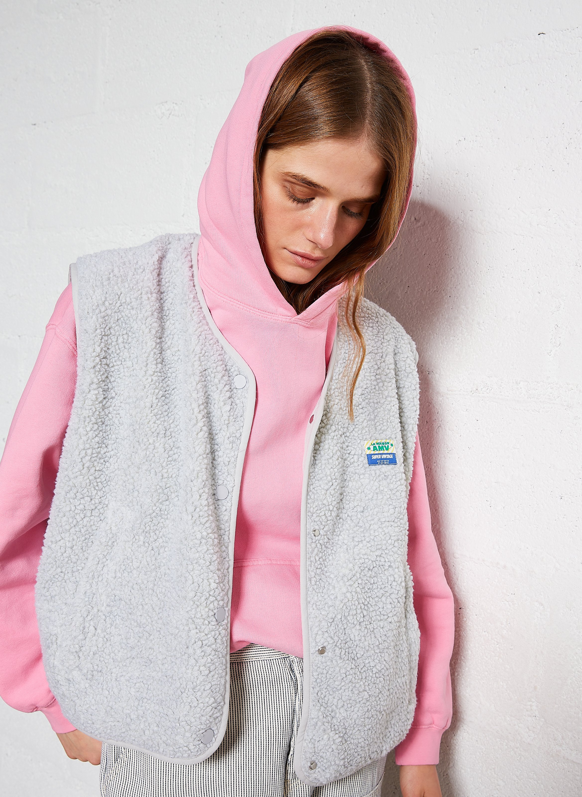 Mouwloos vestje van sweatstof met ronde hals AMERICAN VINTAGE Grijs