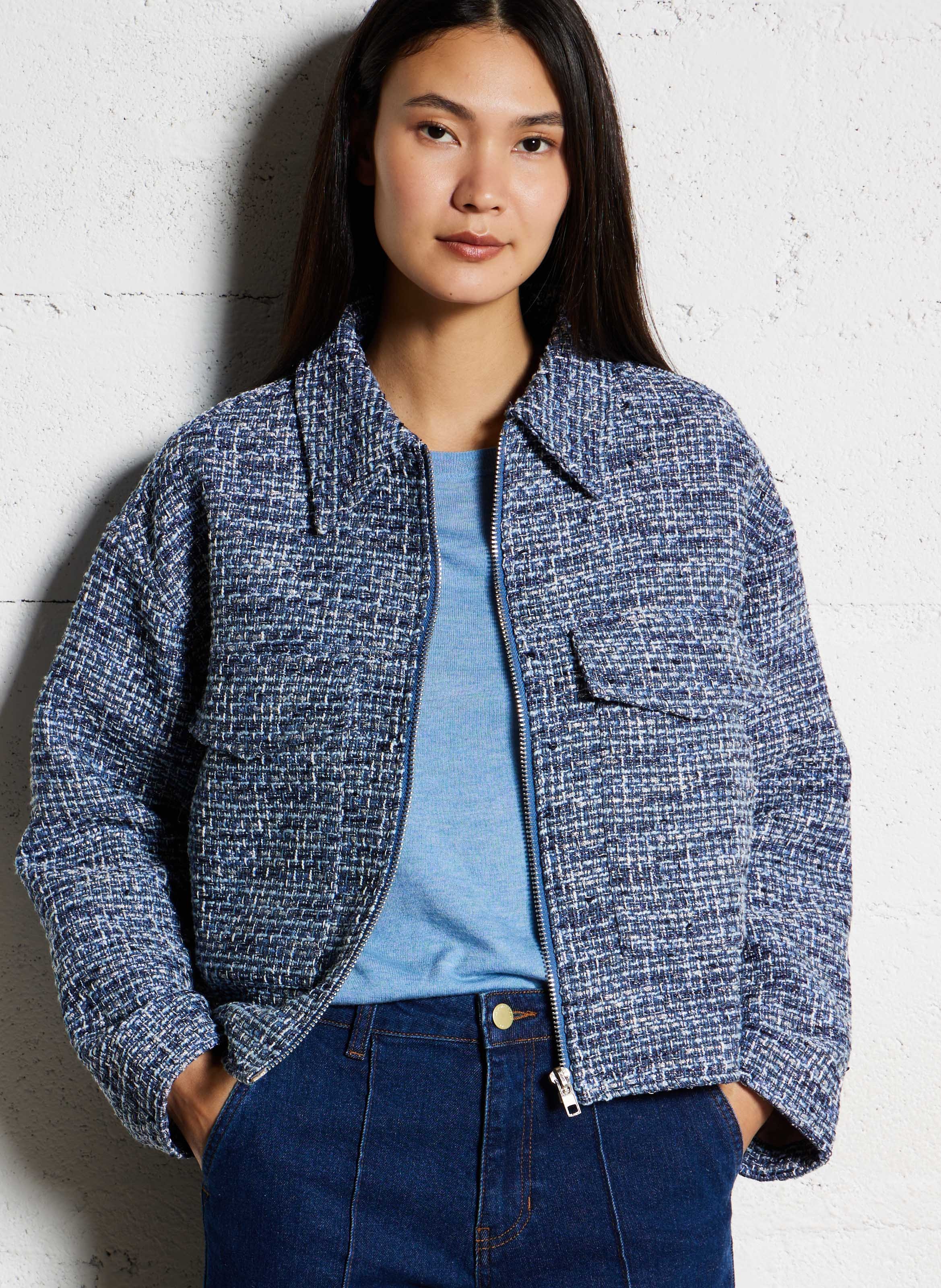 Jas met overhemdkraag van gemengd katoen LA PETITE ETOILE Blauw