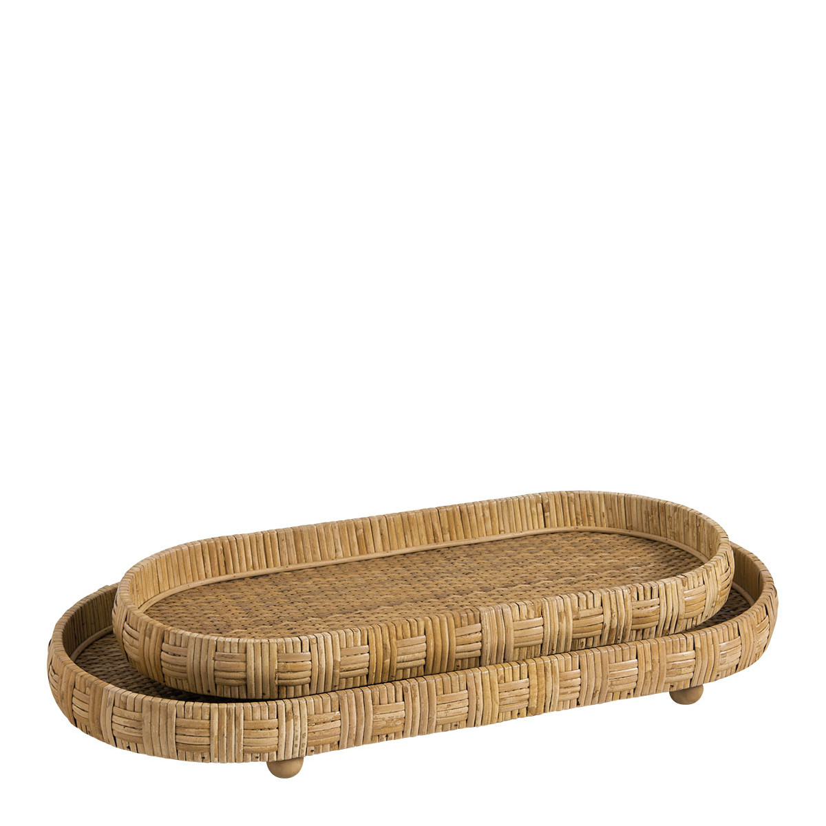 Set of 2 Elya rattan trays BLANC D'IVOIRE Beige