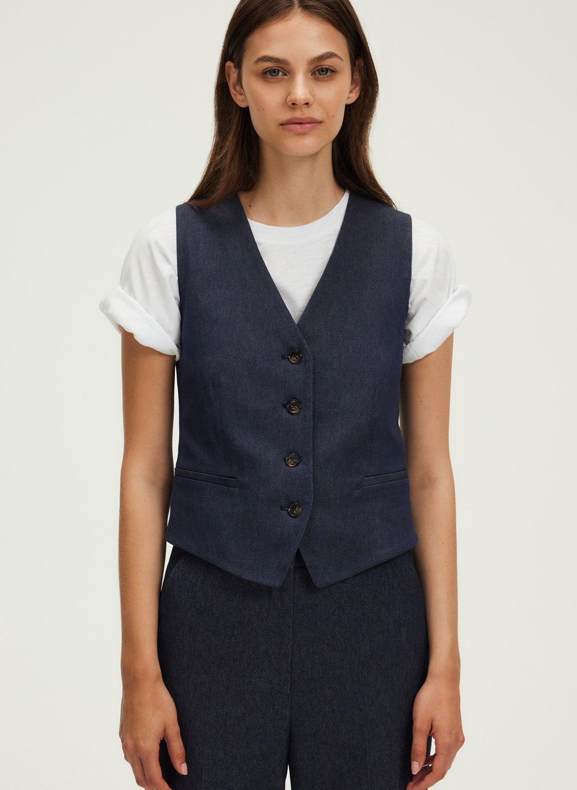 ミーアンドモウ　miandmou ベストcotton vest blouse ミーアンドモウ miandmou ベスト cotton vest blouse - メルカリ