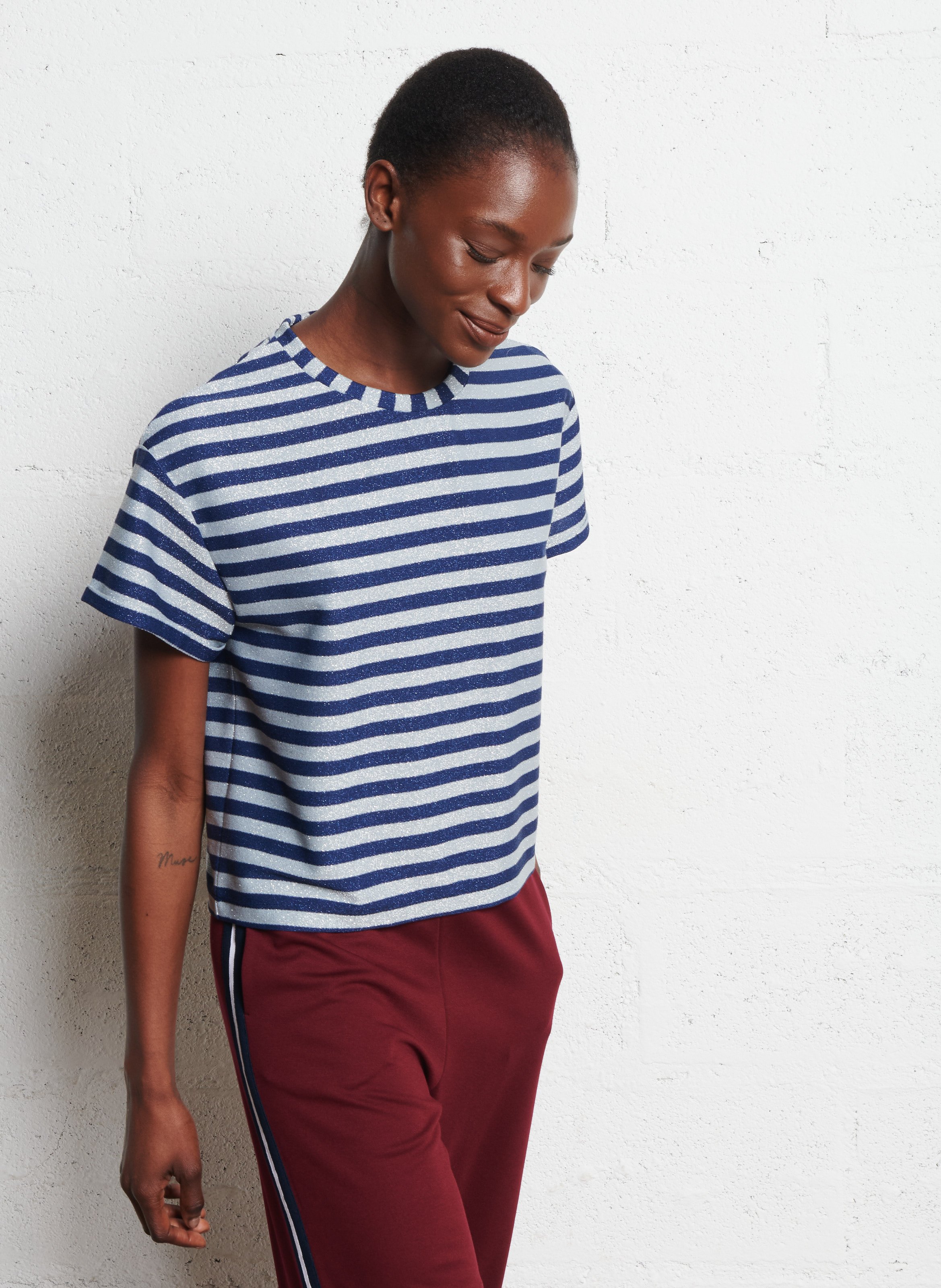 Tee-shirt col rond rayé I CODE Bleu