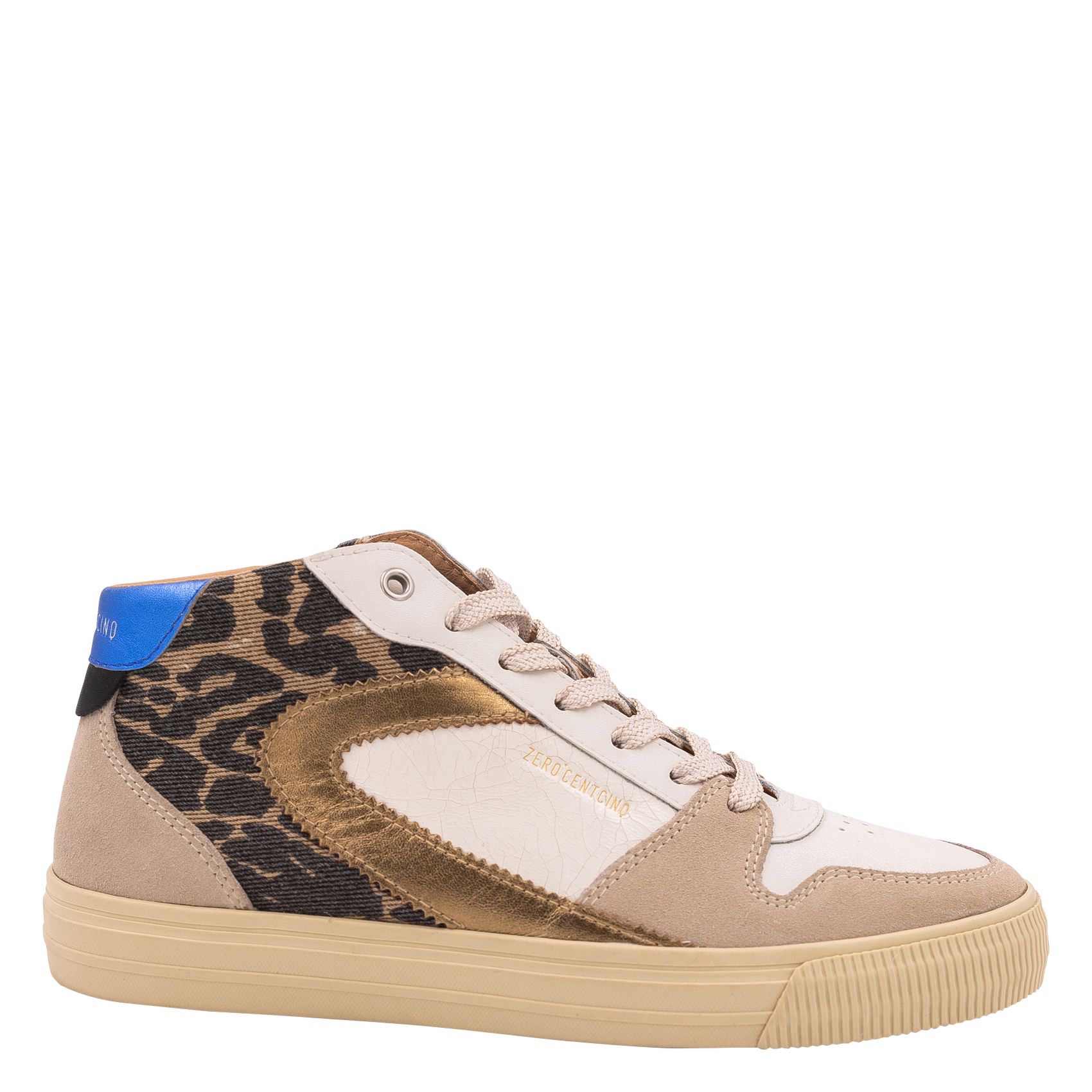 Hohe Sneaker aus gemischtem Leder 0&#039;105 Weiss