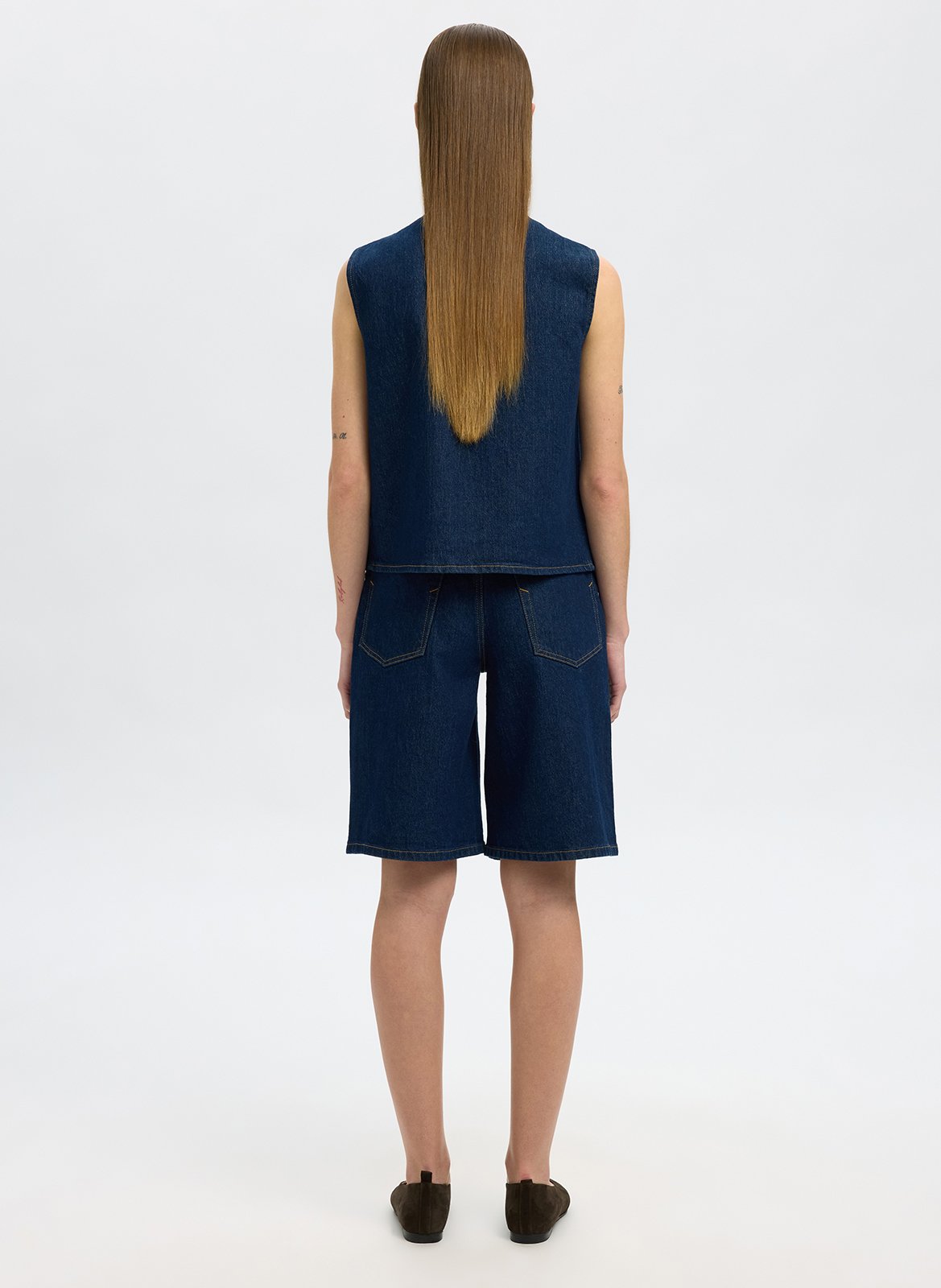 Top en jean droit SELECTED Bleu