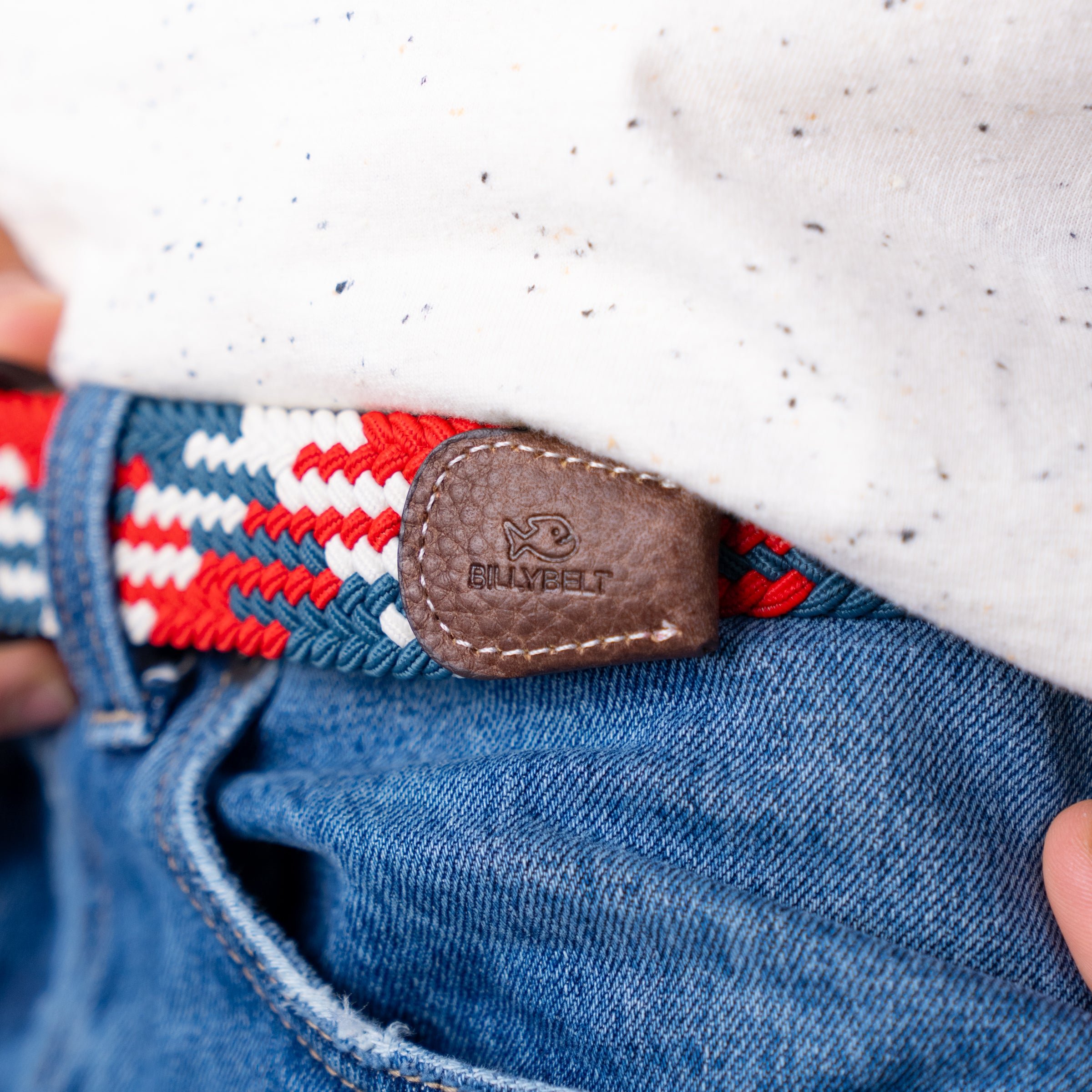 Multicolored braided elastic belt BILLYBELT Green