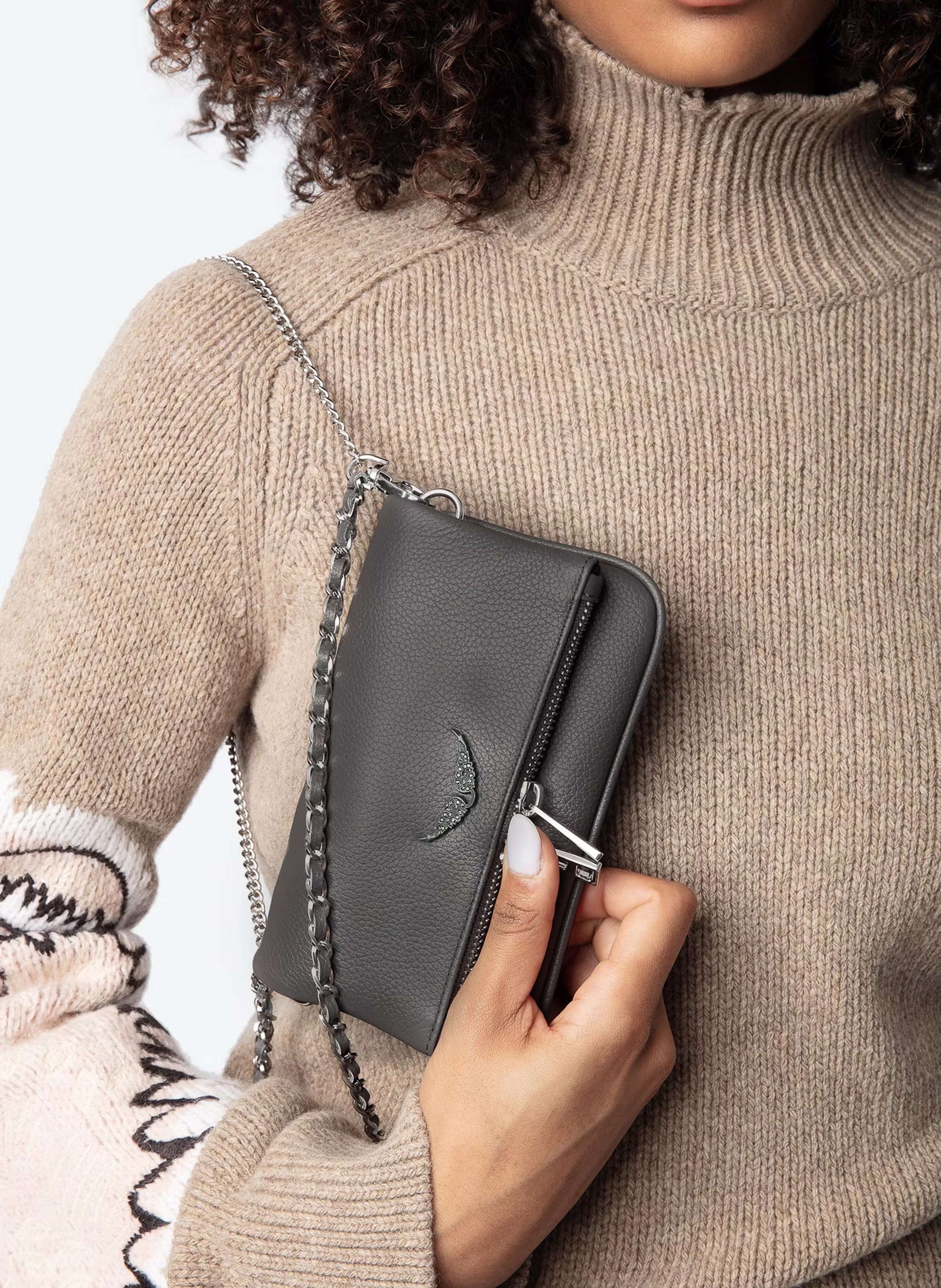 Leren avondclutch ZADIG&VOLTAIRE Grijs