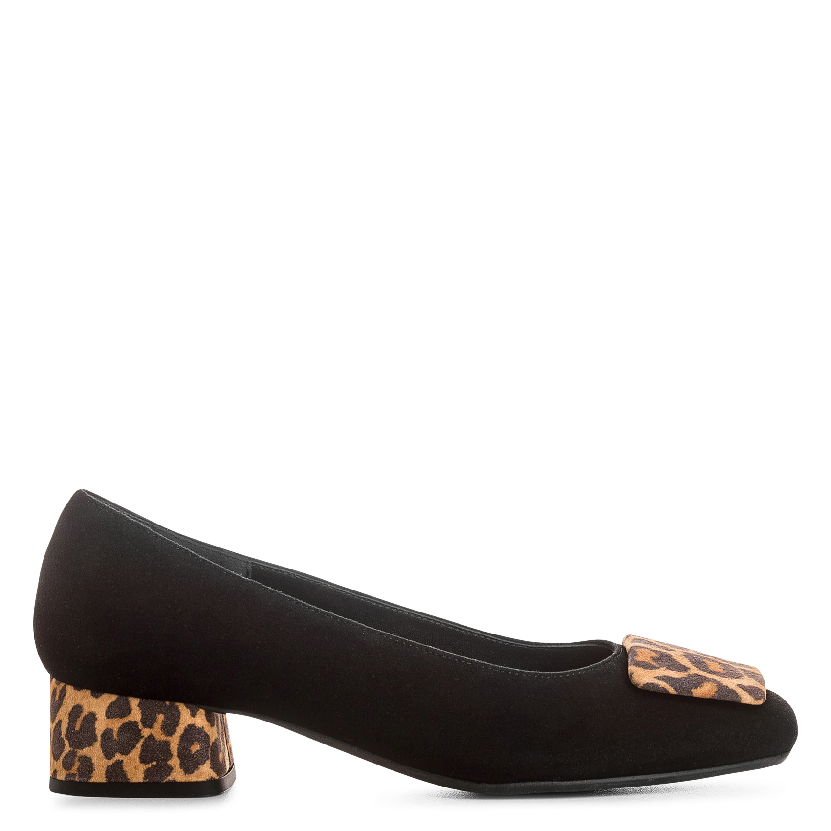 Pumps met luipaarddetails in leer REQINS Zwart