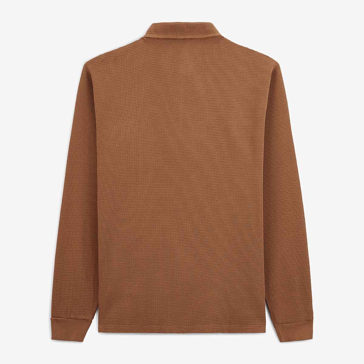Long-sleeved waffle fabric polo SERGE BLANCO Brown