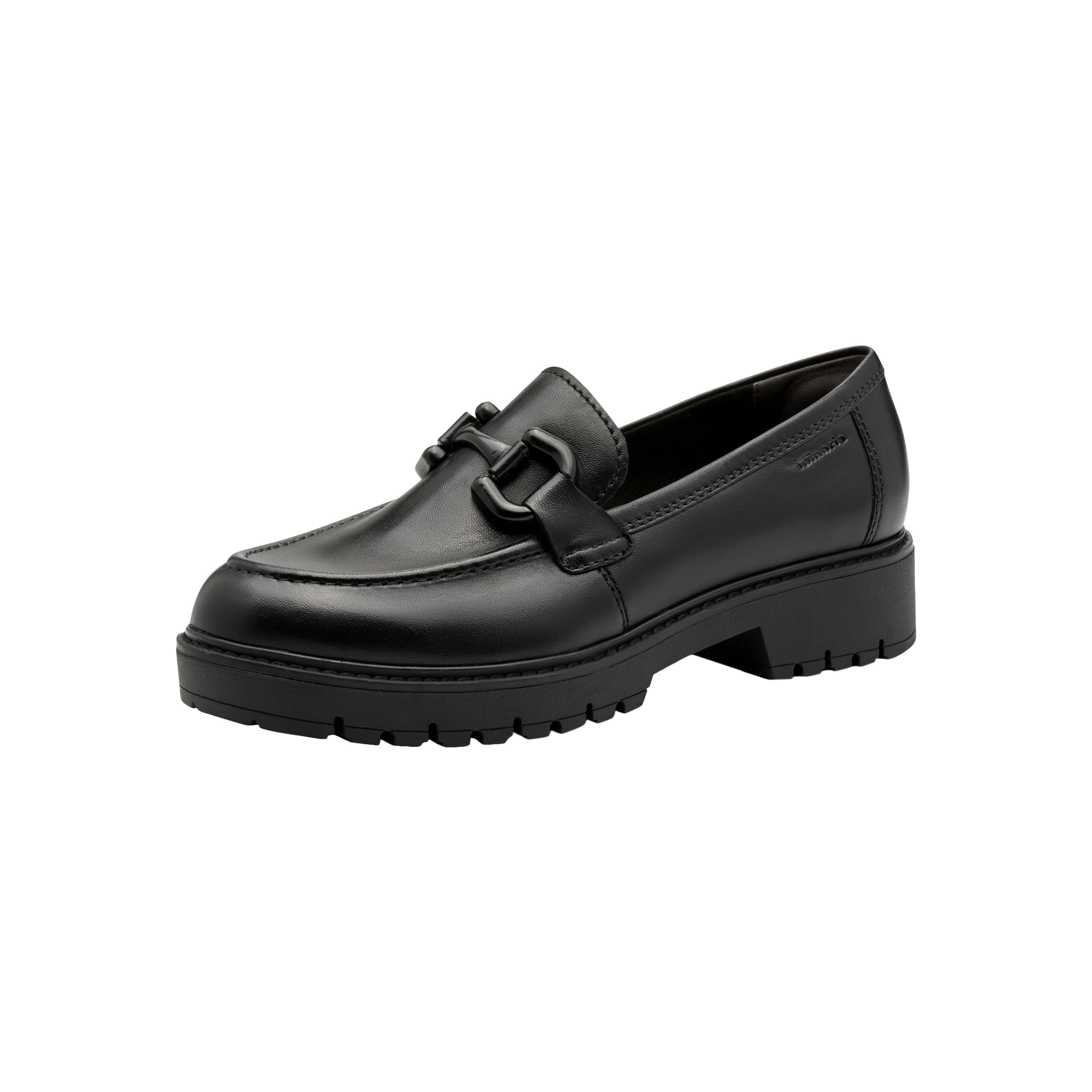Leather moccasins TAMARIS Black