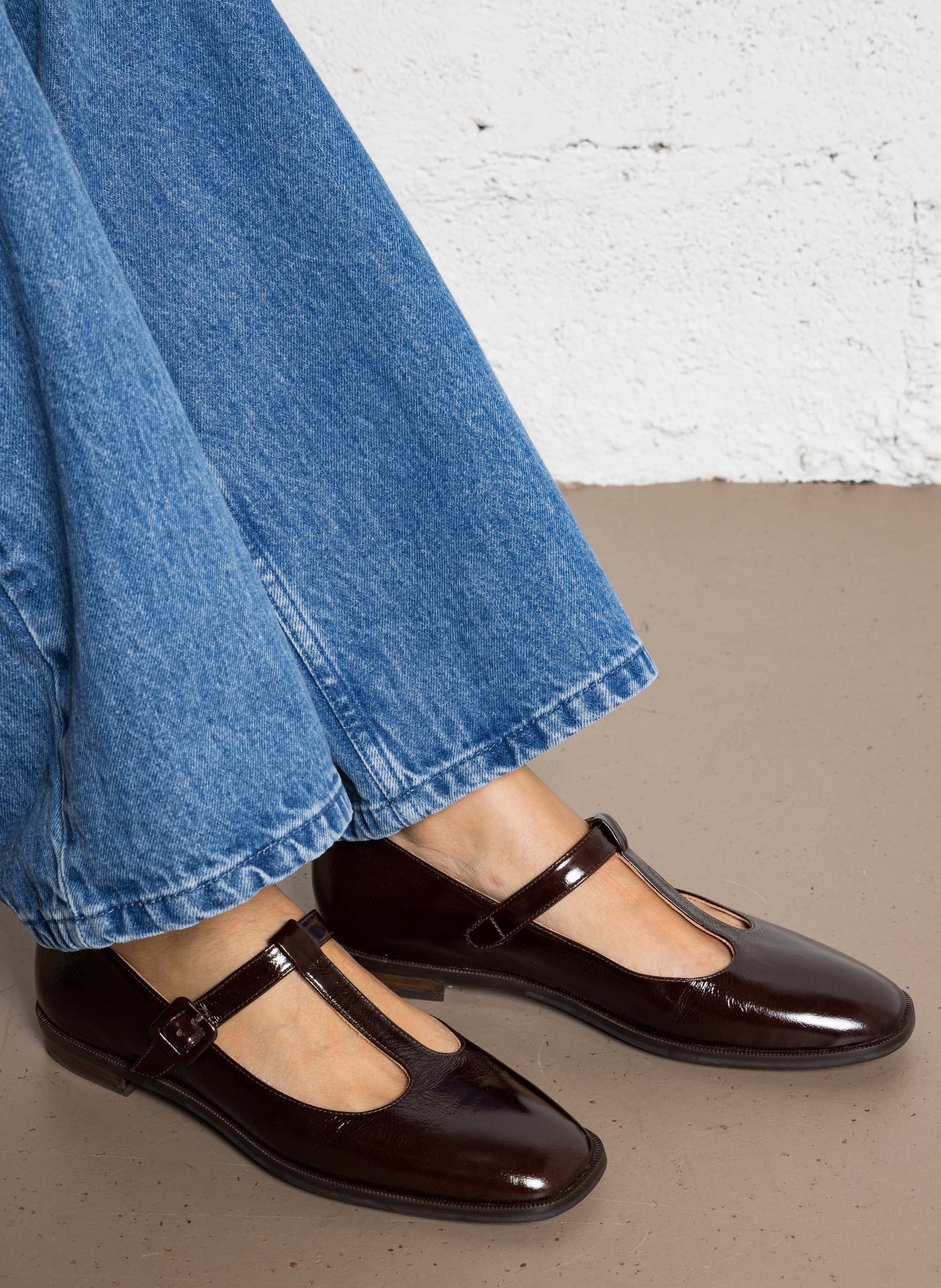 Ballerines en cuir Marron