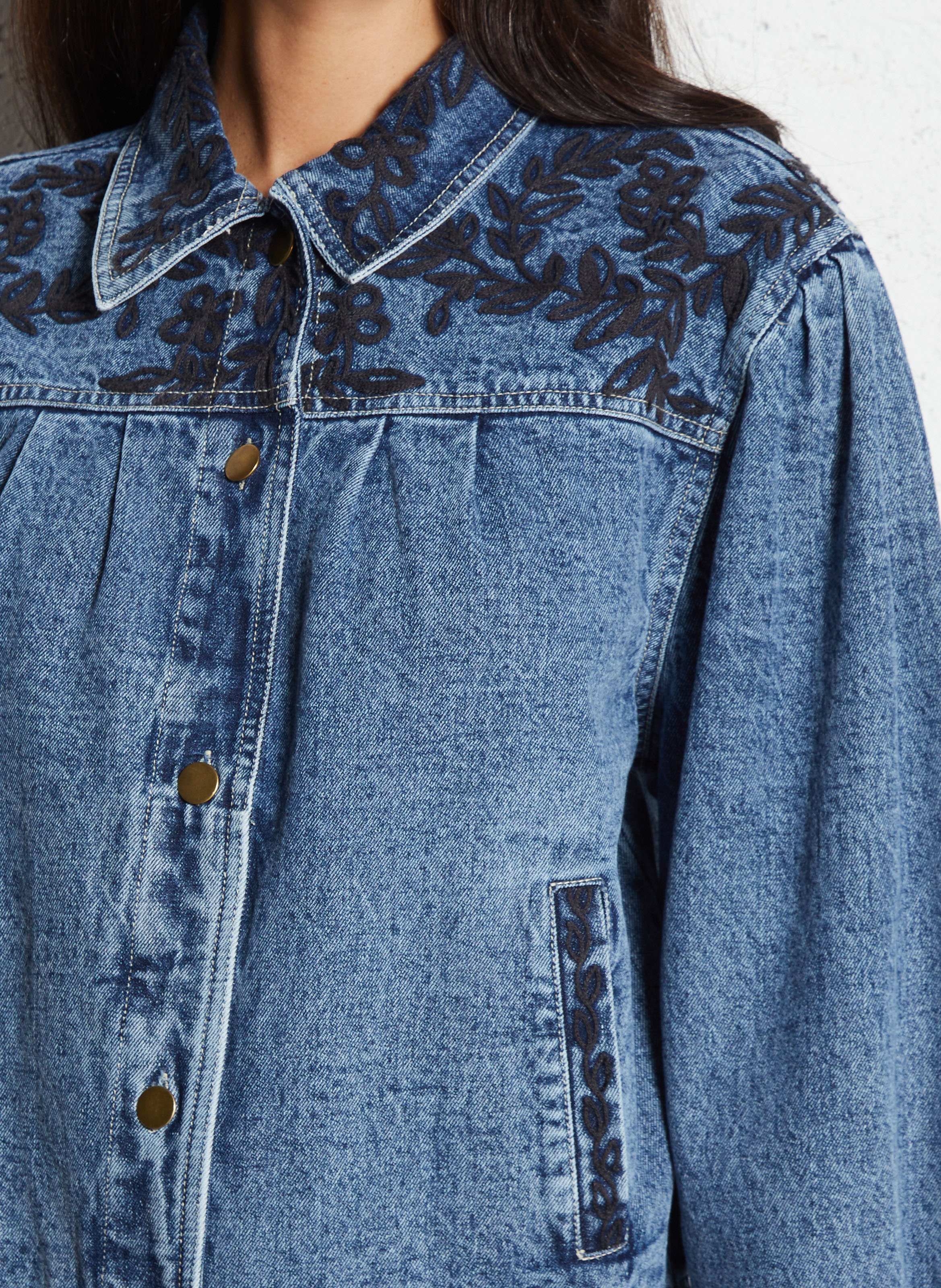 Jacket with classic cotton denim collar MAISON HOTEL Blue