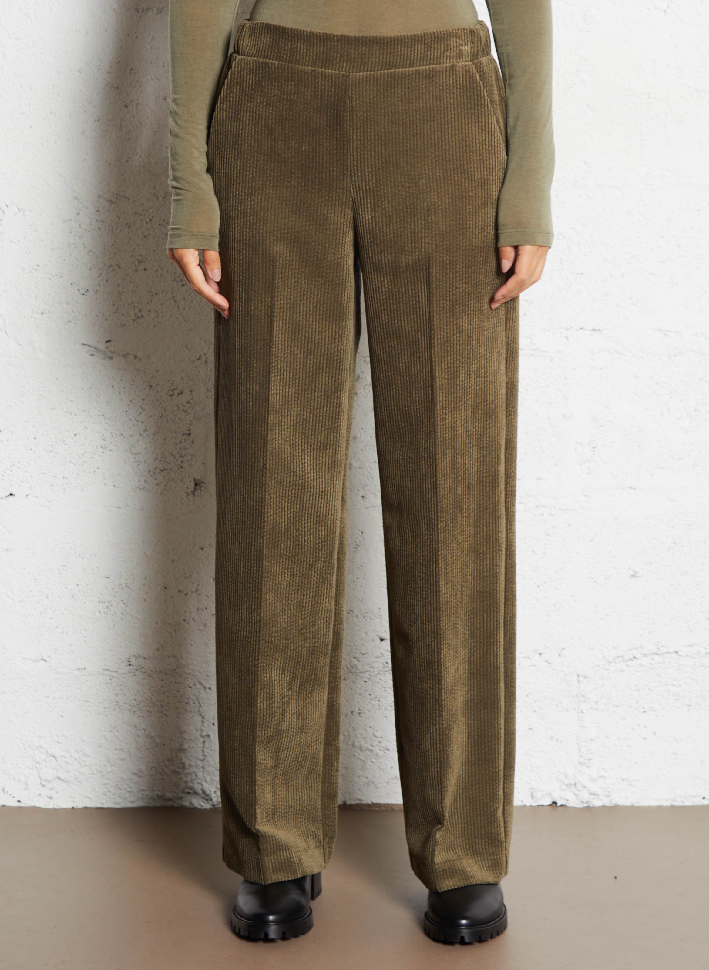 Pantalon évasé en velours côtelé IMPERIAL Kaki