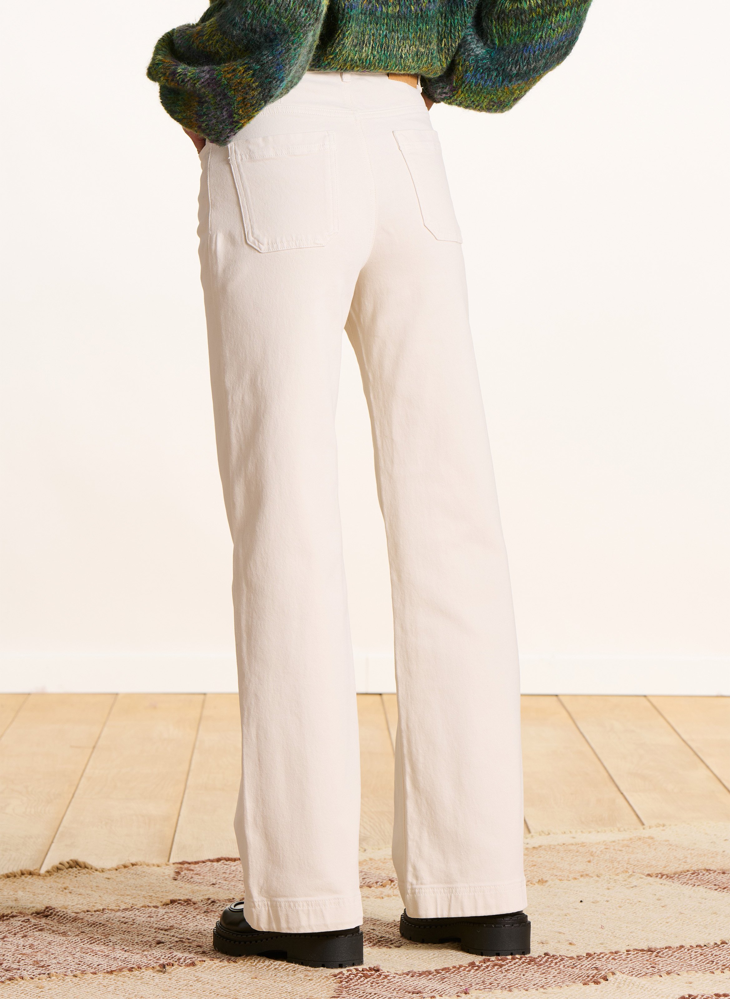 Hoge taille biologische katoenmix flared jeans LA FEE MARABOUTEE Wit