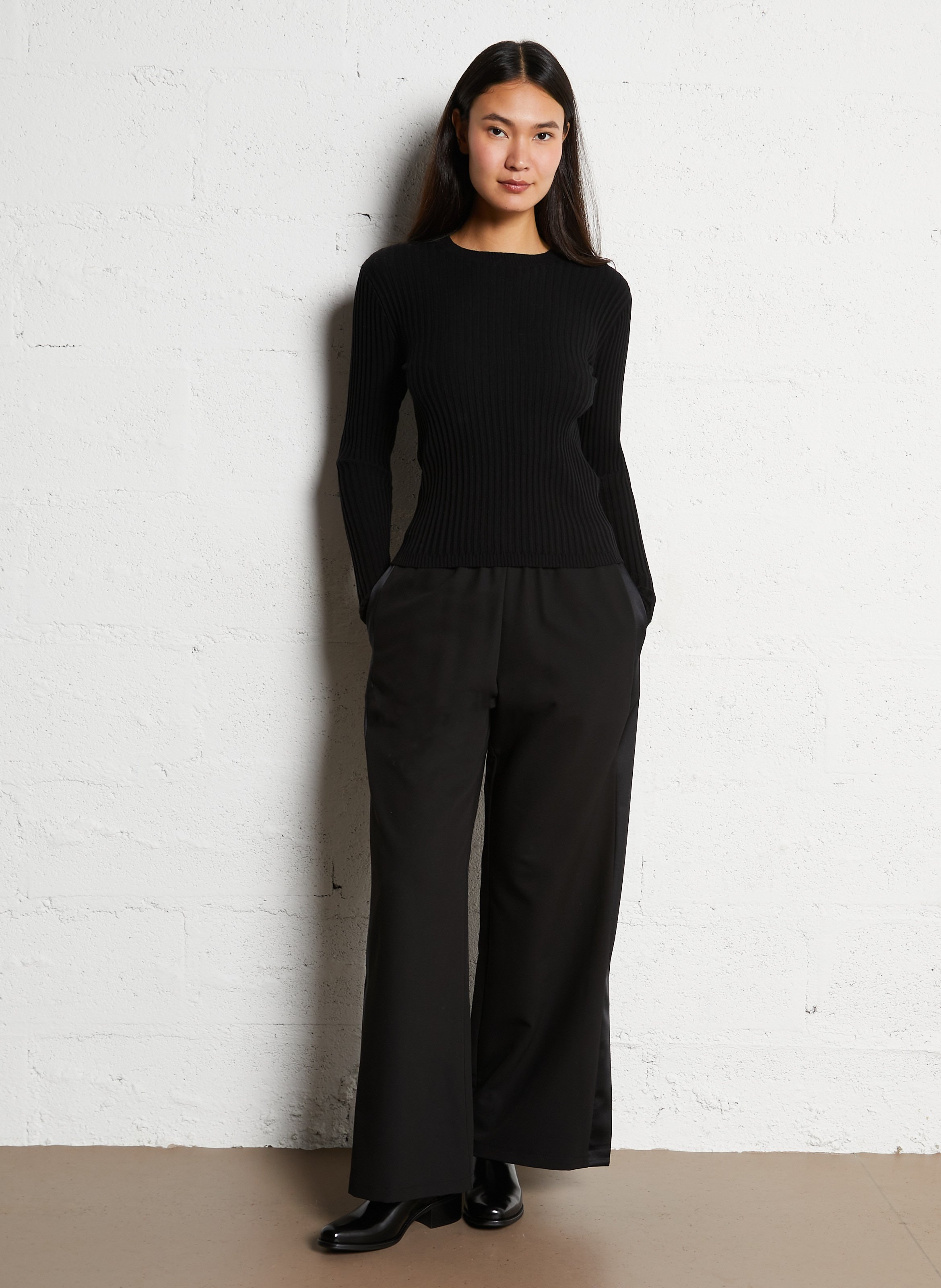 Cotton and wool sleeveless sweater with lacing MAISON 123 Black