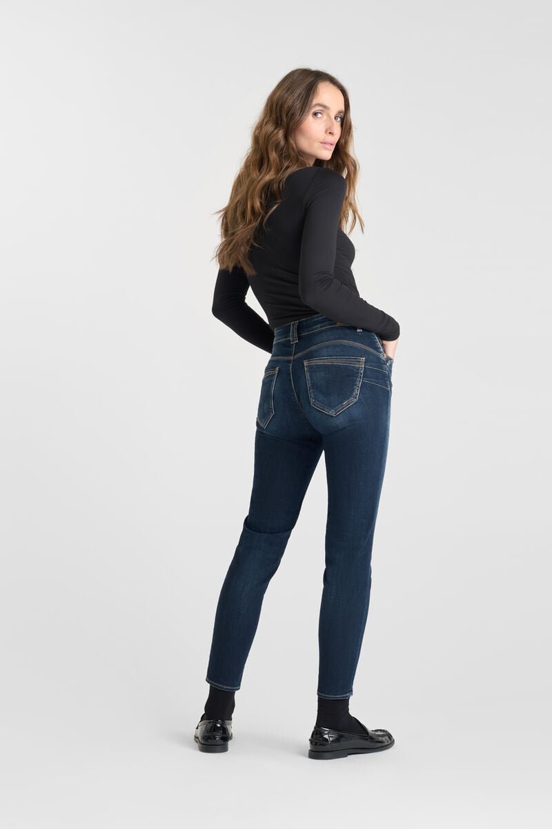High-waisted push-up slim jeans, 7/8 length LE TEMPS DES CERISES Blue