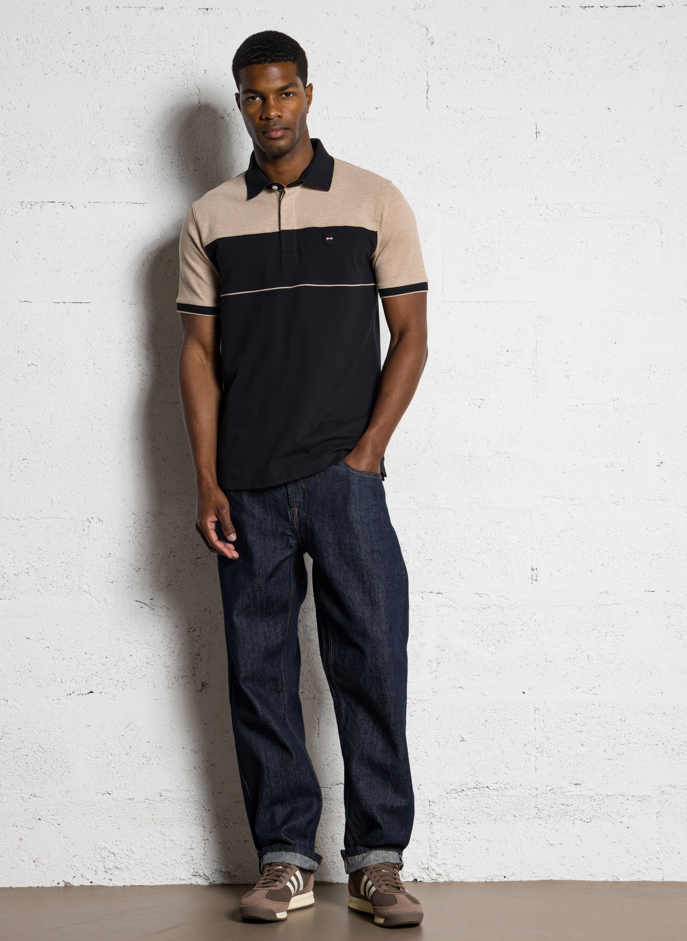 Polo droit en coton mélangé EDEN PARK Noir