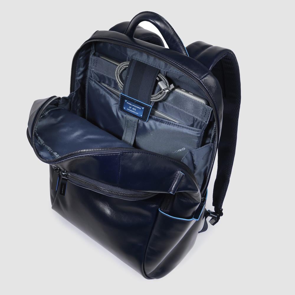 Leather backpack PIQUADRO Blue
