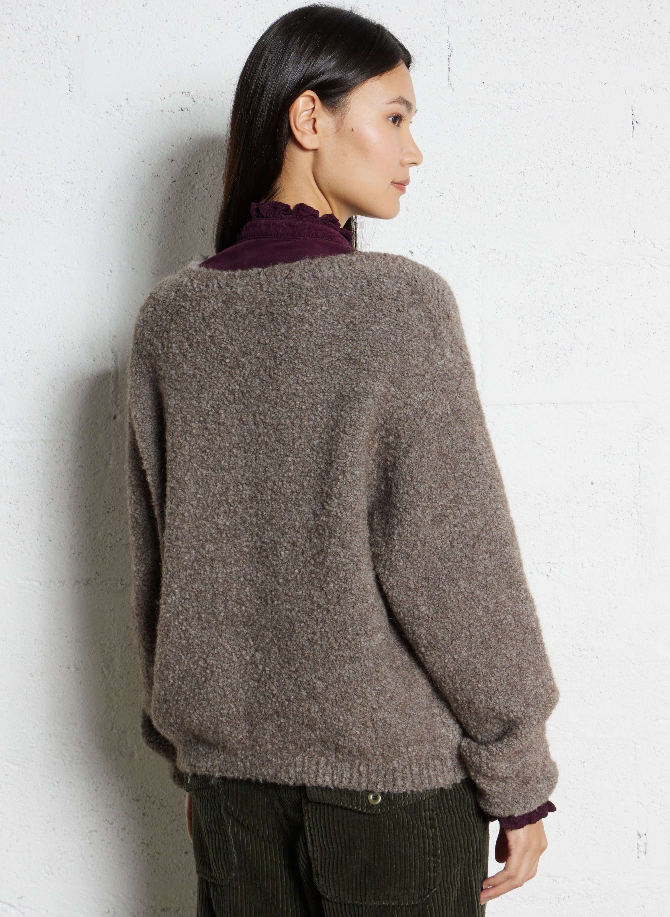 Cardigan oversize en laine mélangée AMERICAN VINTAGE Beige