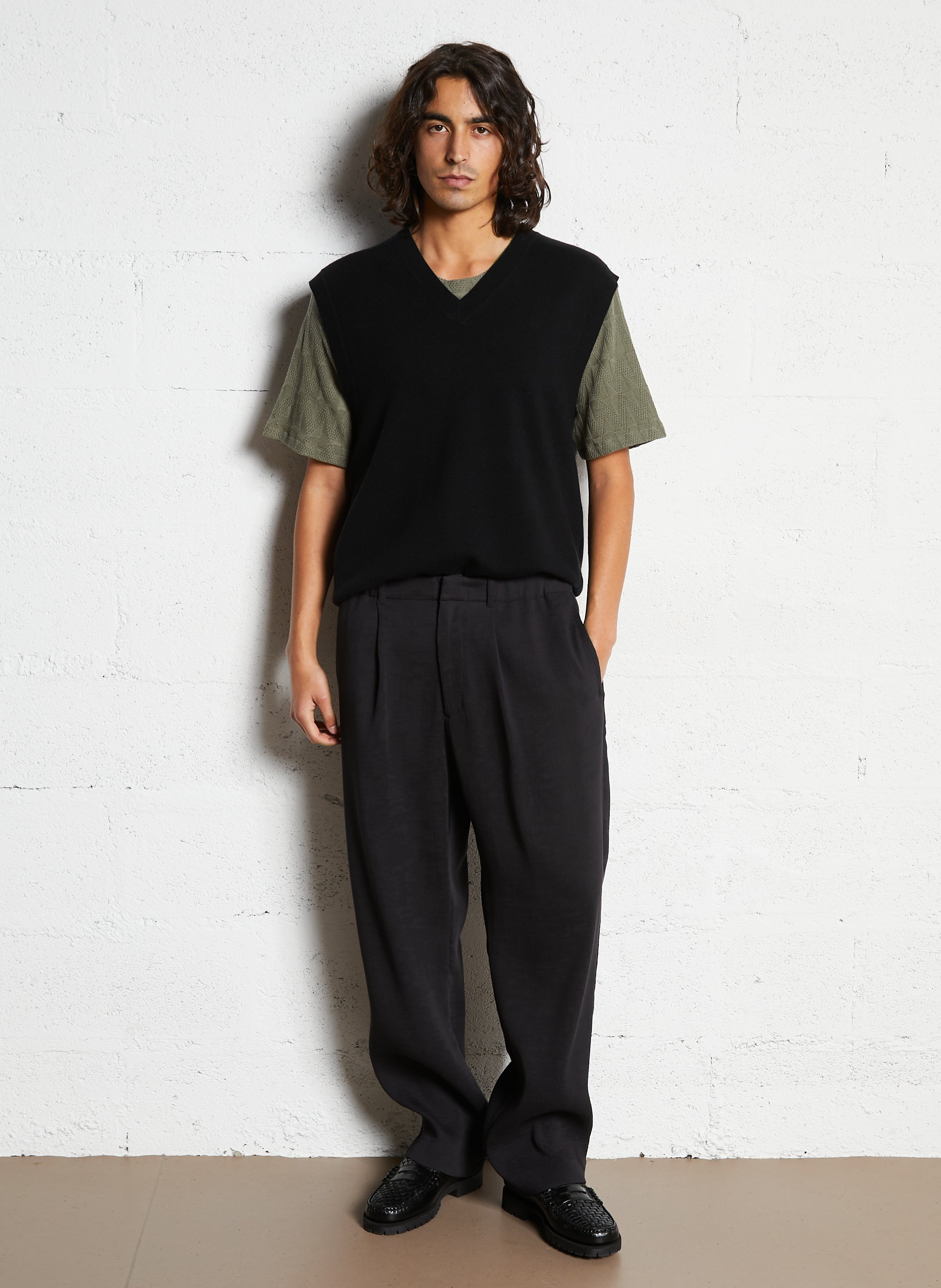 Pull droit sans manches col V IKKS Noir