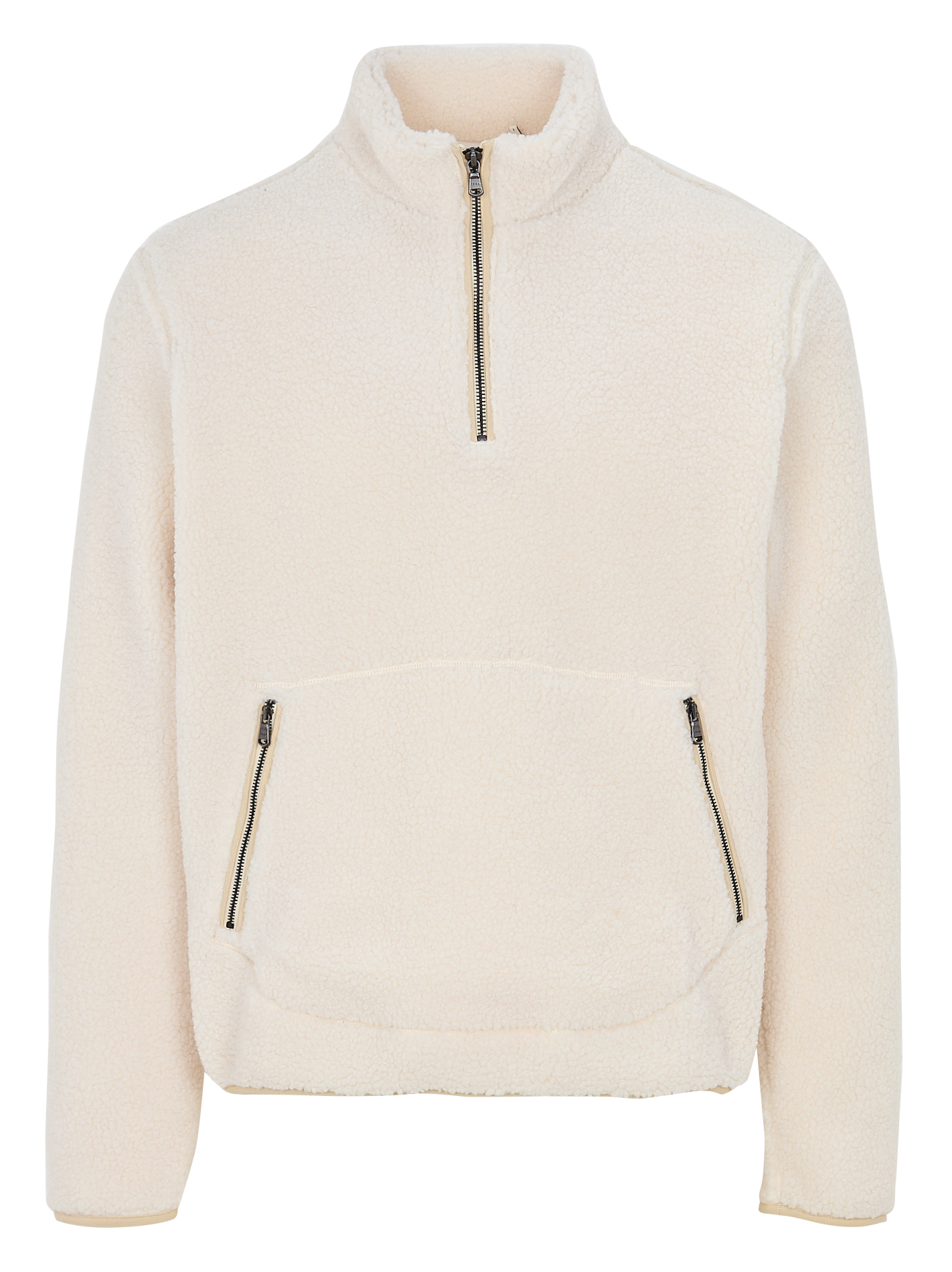 Oversized sherpa zip-neck sweatshirt IKKS White