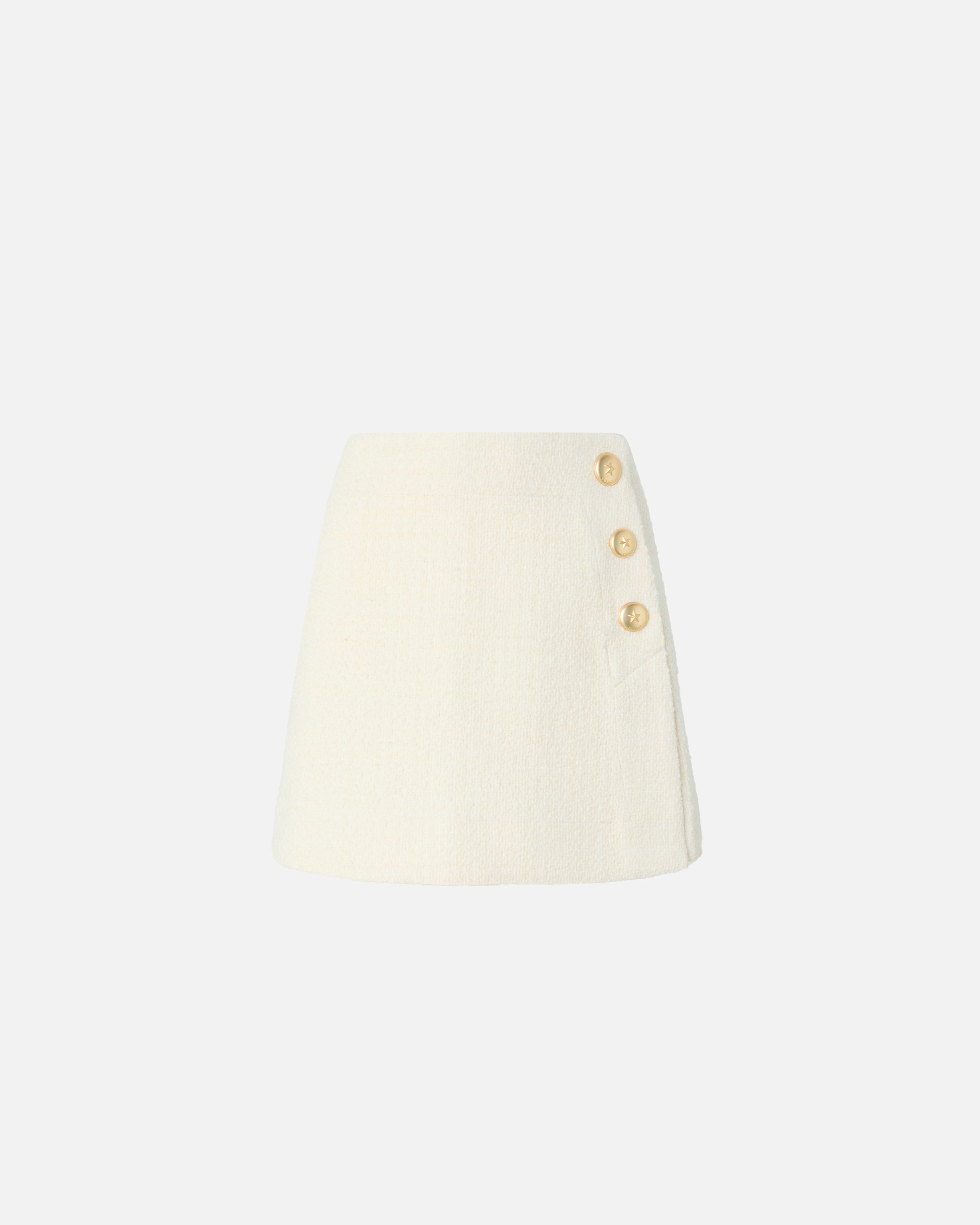 Wrap mini skirt in cotton and wool bouclé PINKO White