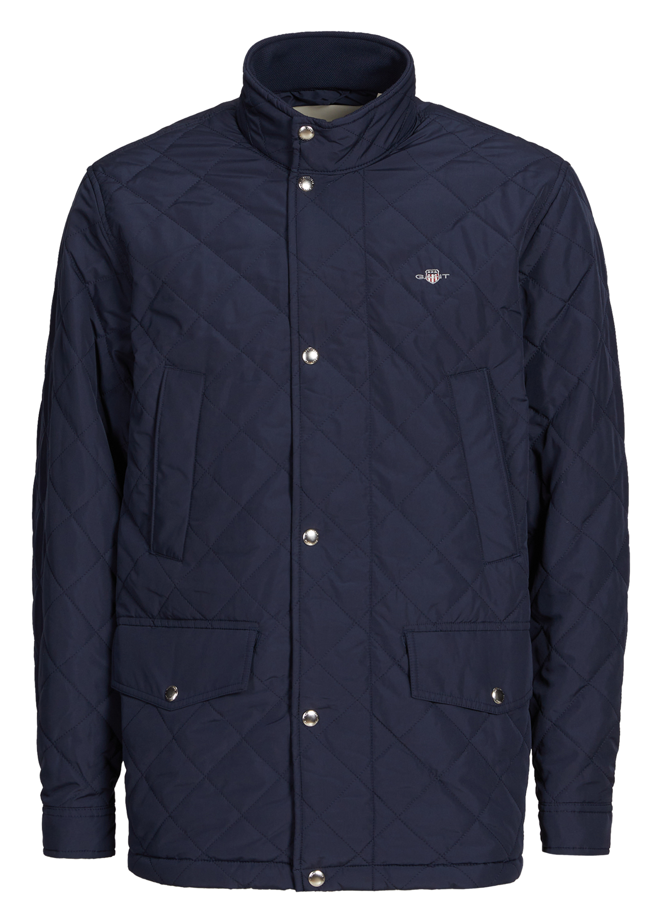 Einfarbige gesteppte gerade Jacke. GANT Blau