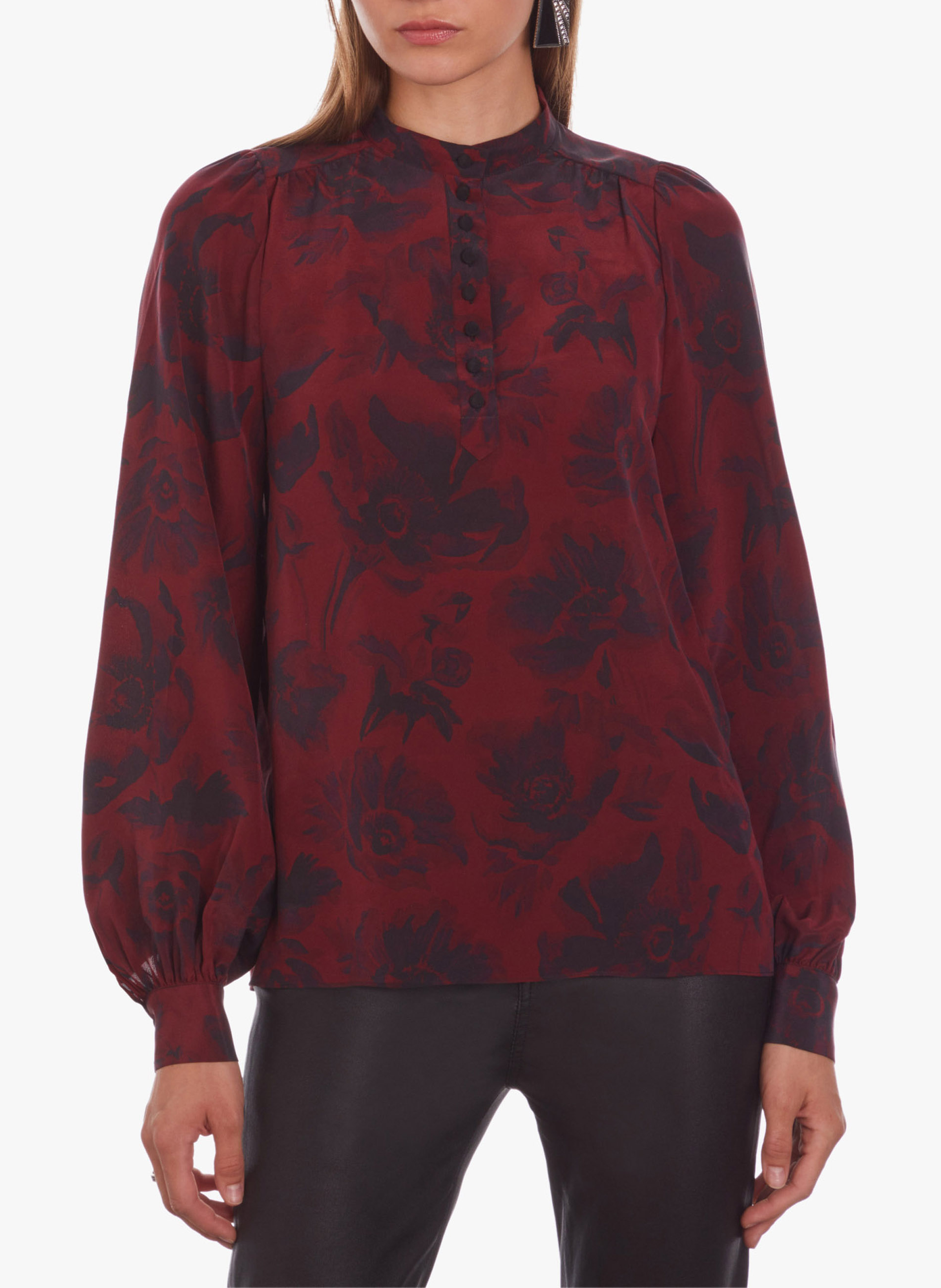 Round-neck floral pattern blouse THE KOOPLES Plums