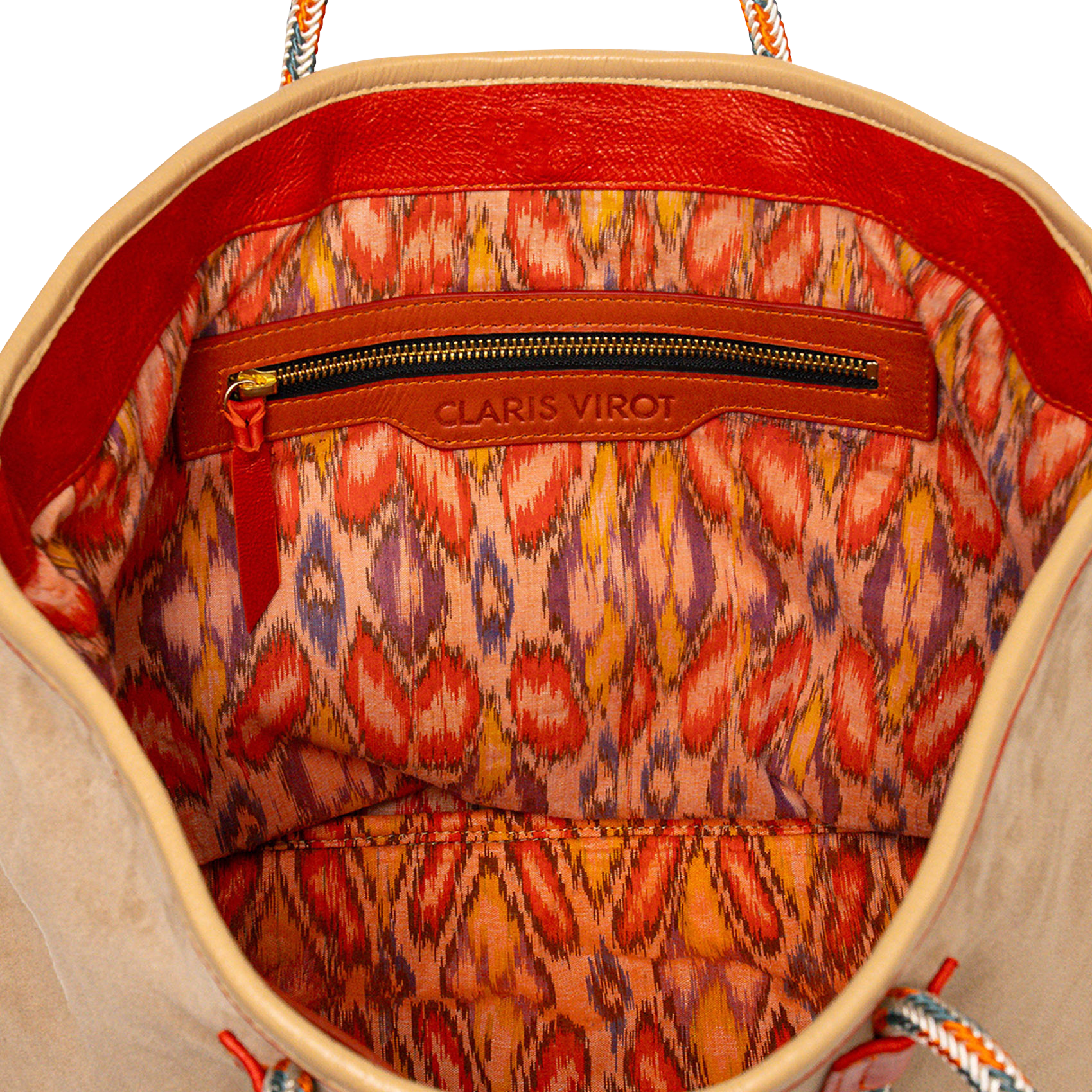 Grote leren shopper Quadrille CLARIS VIROT Beige