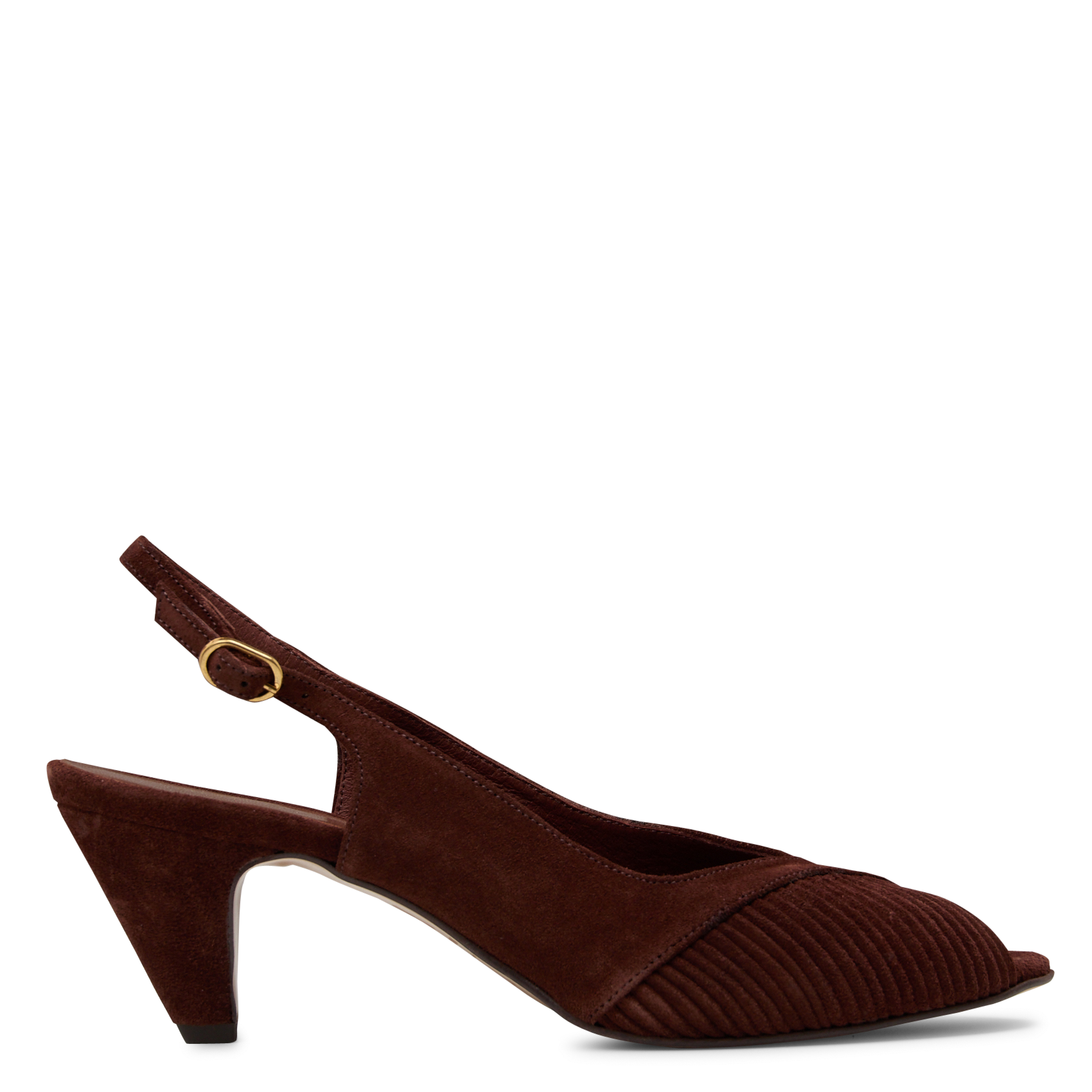 Décolleté open toe in pelle scamosciata ANONYMOUS COPENHAGEN Marrone