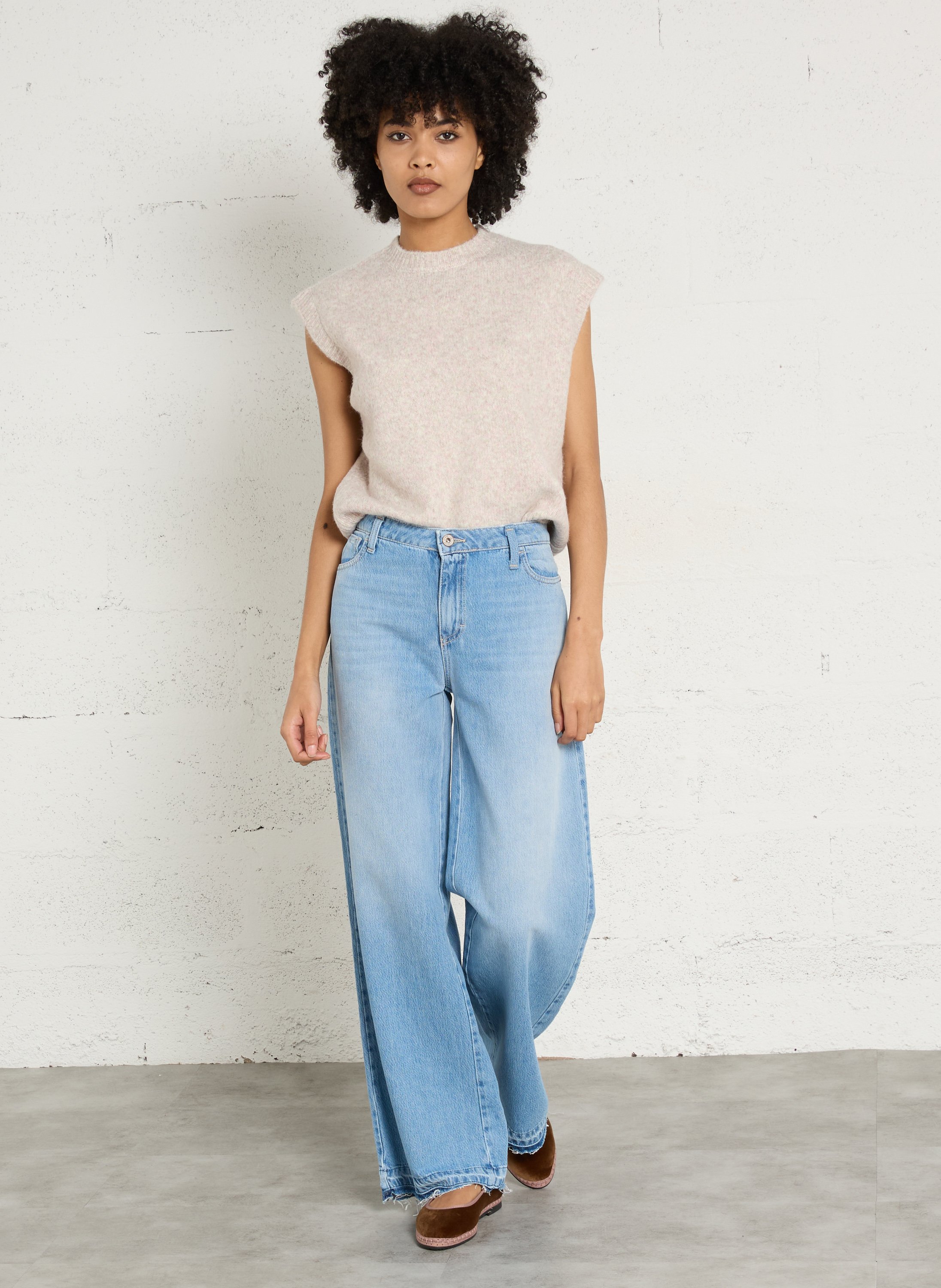 Cotton-blend straight jeans PLEASE Blue
