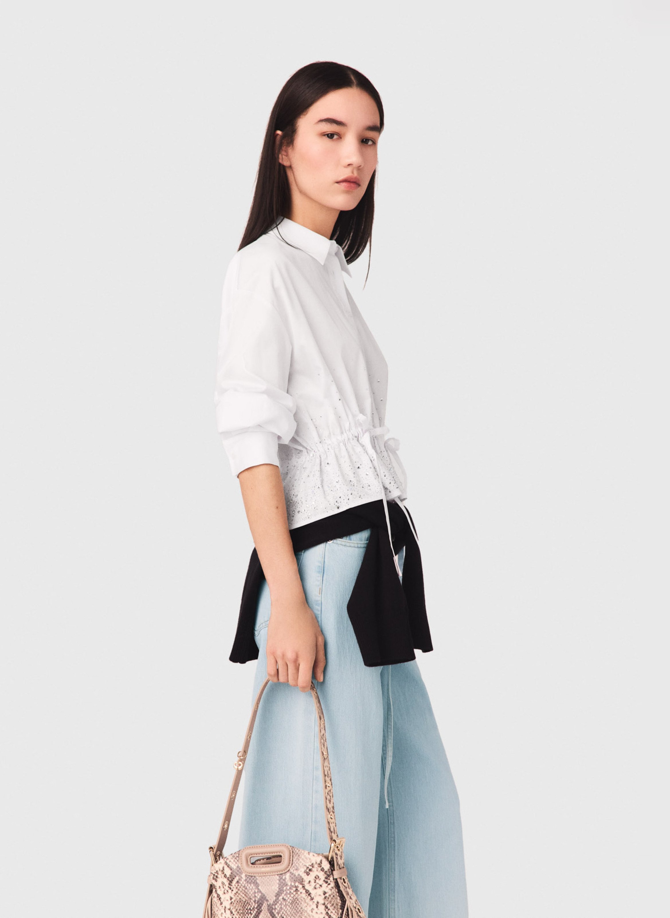 Gestreepte, katoenen blouse MAJE Wit