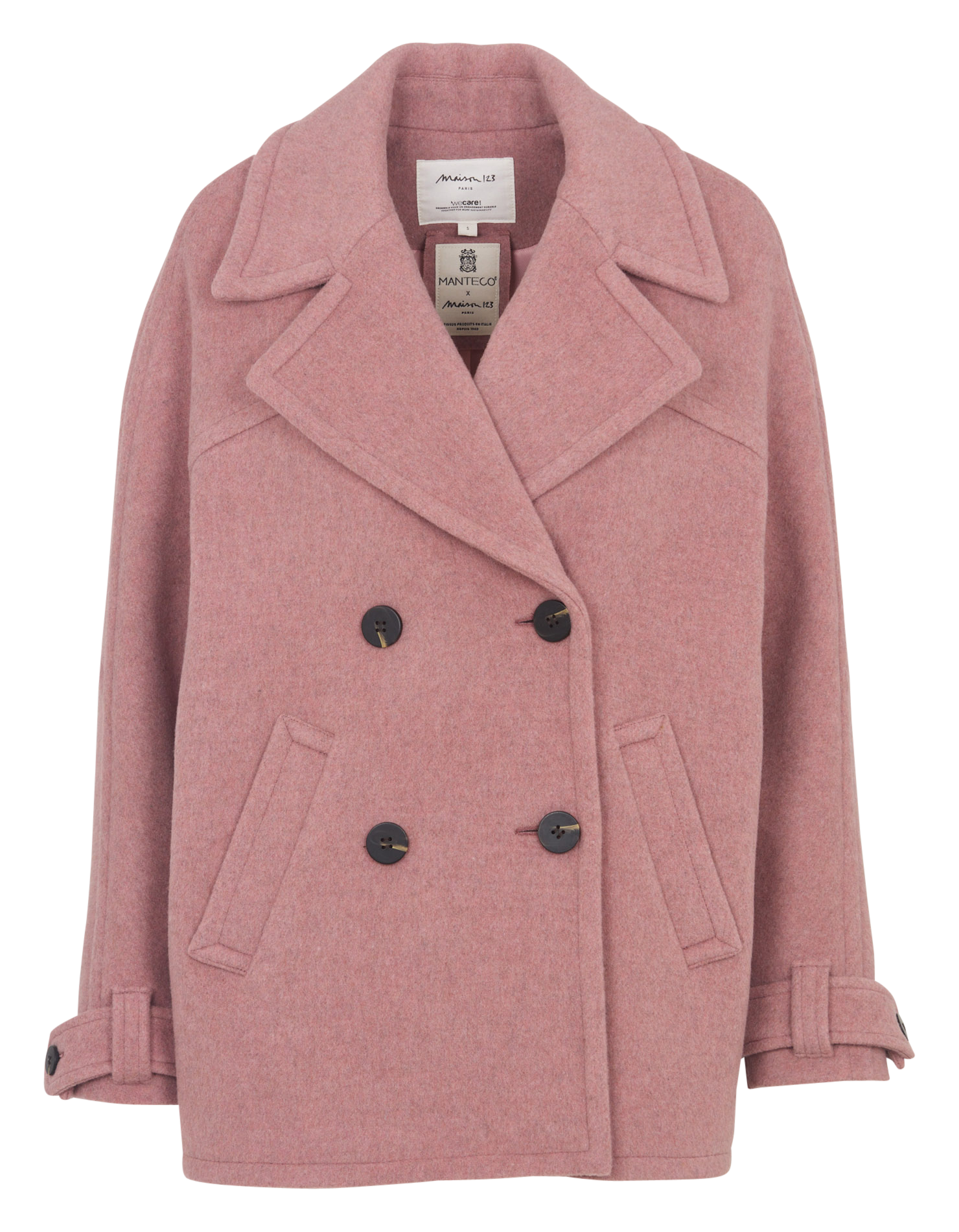 Oversized wool-blend coat with tailored collar MAISON 123 Pink