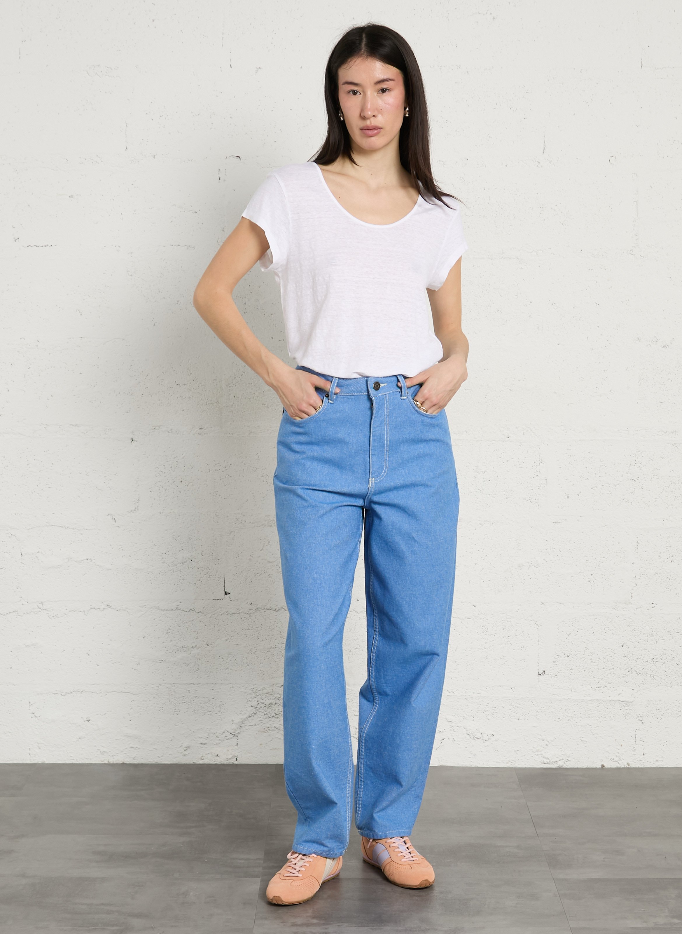 Hohe Taille Ballon Jeans uni AMERICAN VINTAGE Blau