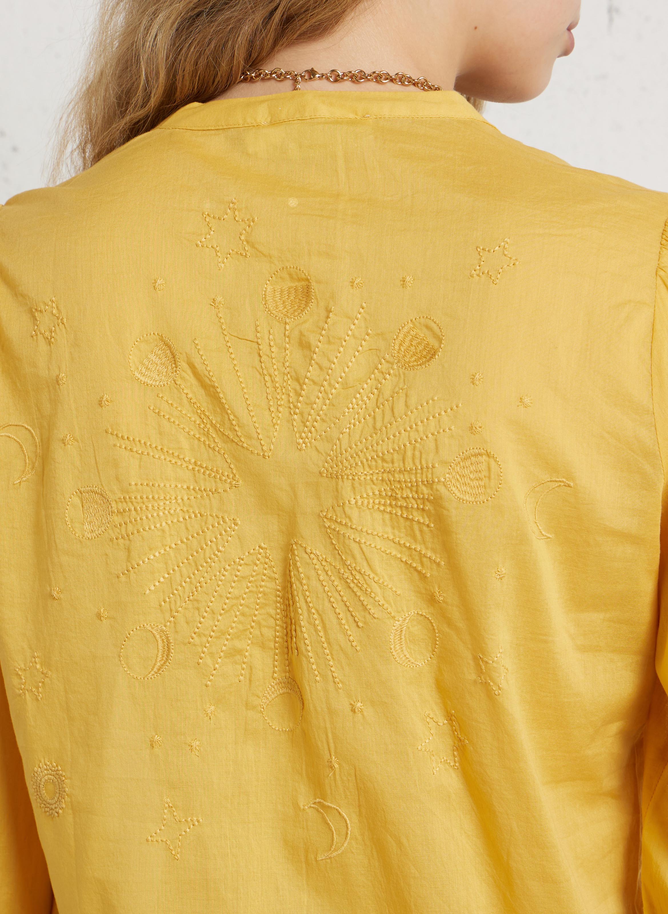 Bluse mit Tunika-Kragen und Baumwollstickereien LA PETITE ETOILE Mehrfarbig