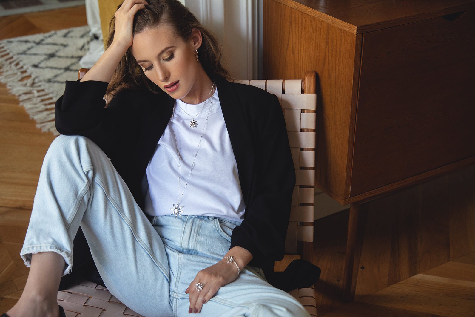 Sun pendant necklace in silver-plated. MONSIEUR SIMONE Silver