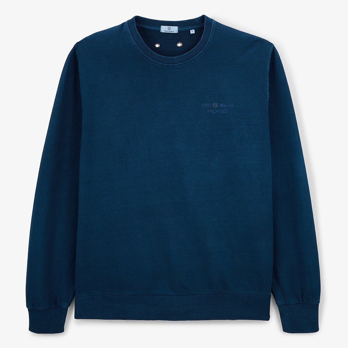 Round neck sweatshirt in old dye cotton SERGE BLANCO Blue