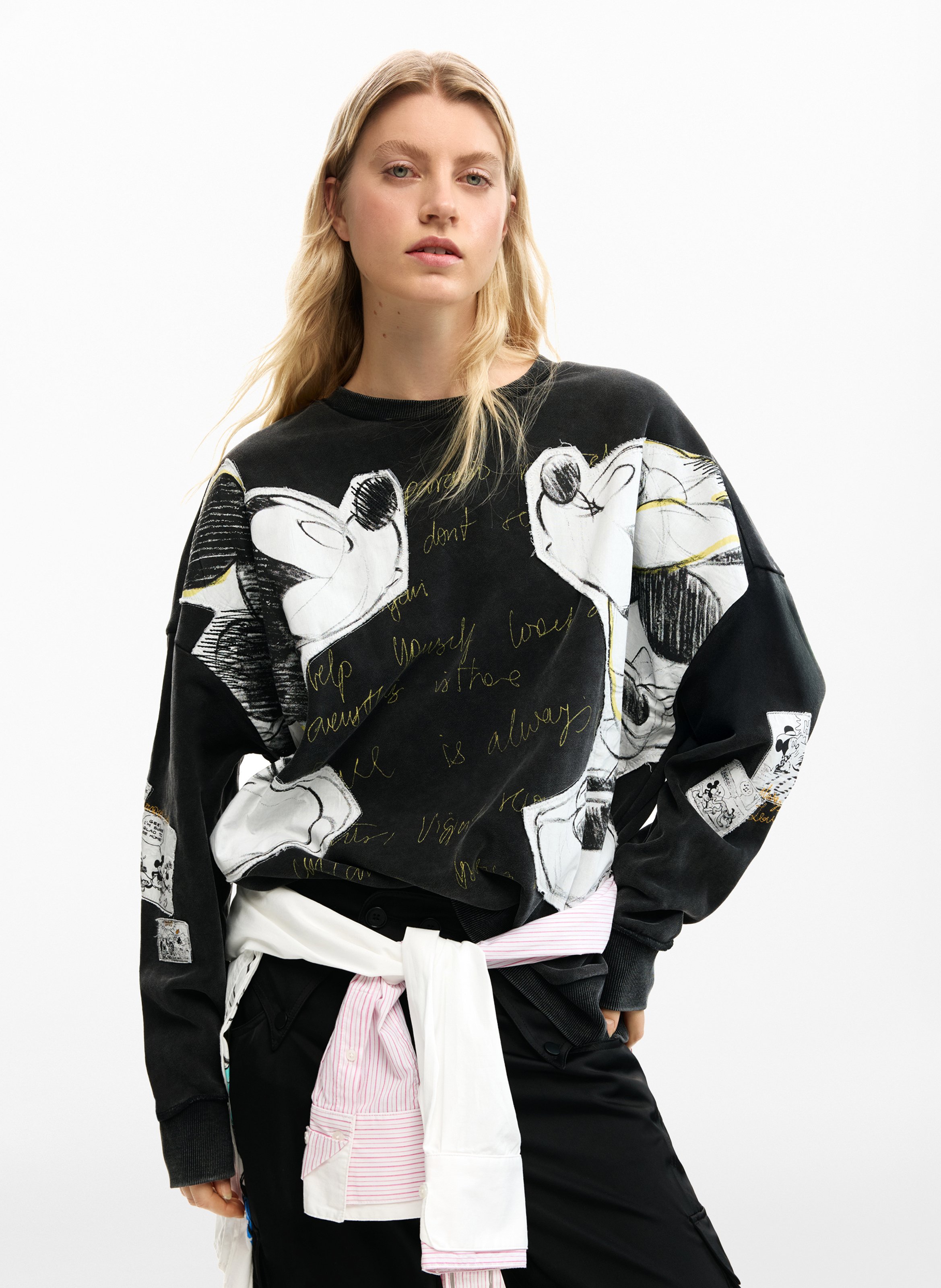 Sweat col rond imprimé DESIGUAL Noir