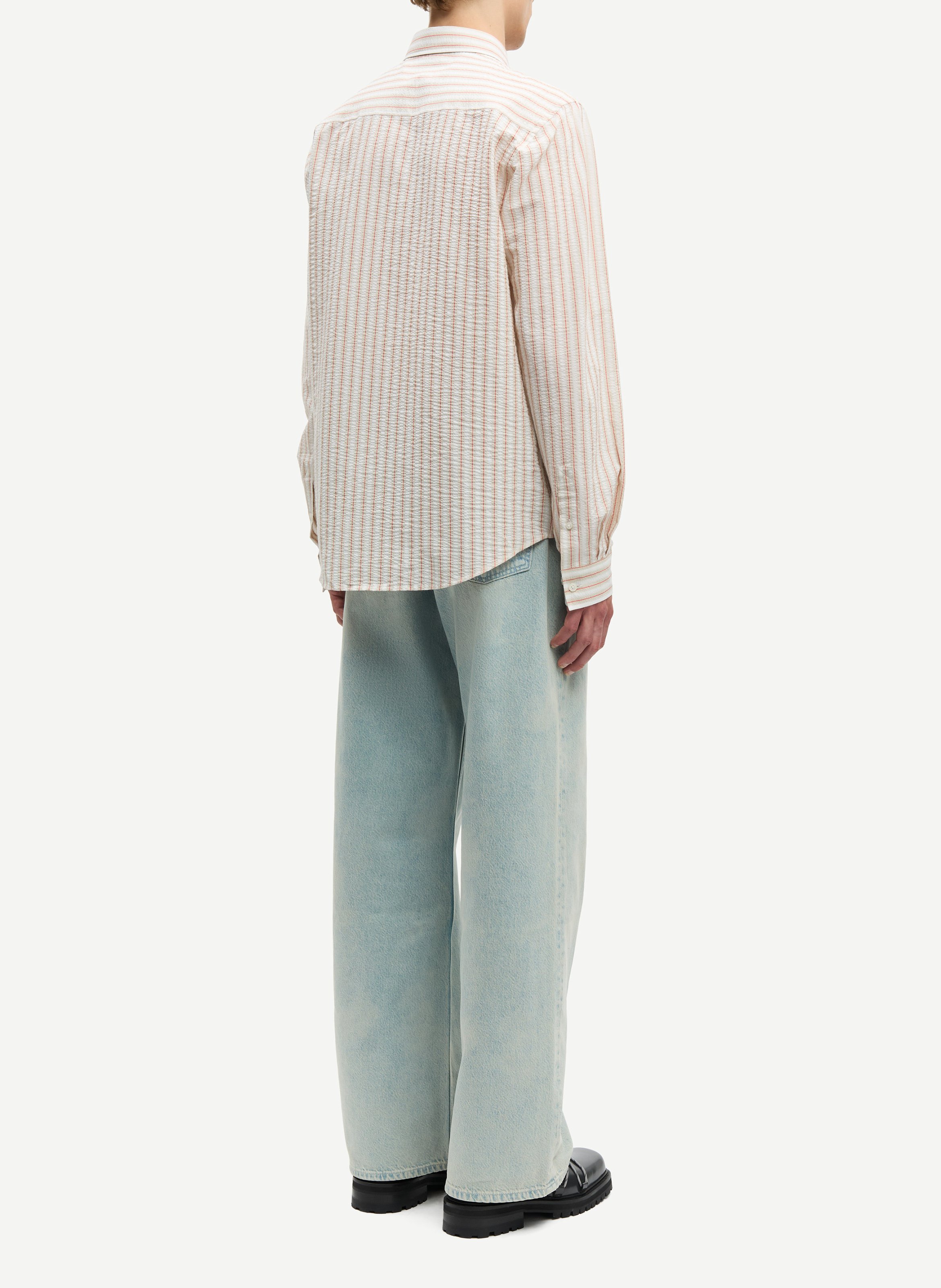 Rechte klassieke kraag blouse van biologisch katoenmix met strepen. SAMSOE SAMSOE Veelkleurig