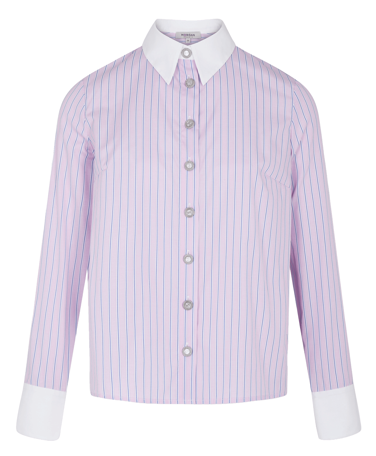 Chemise droite col classique à rayures MORGAN Rose
