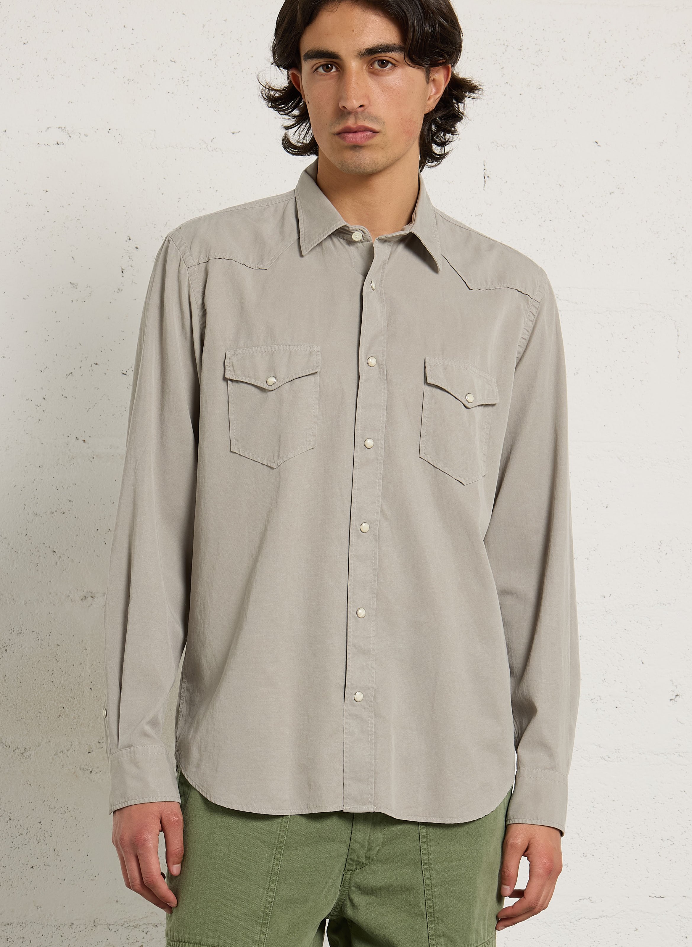 Bedrucktes Hemd mit klassischem Kragen HARTFORD Beige